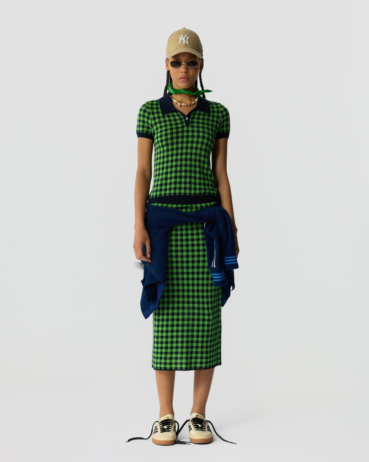Guest In Residence Gingham Shrunken Polo M Guest In Residence Gingham Shrunken Polo M