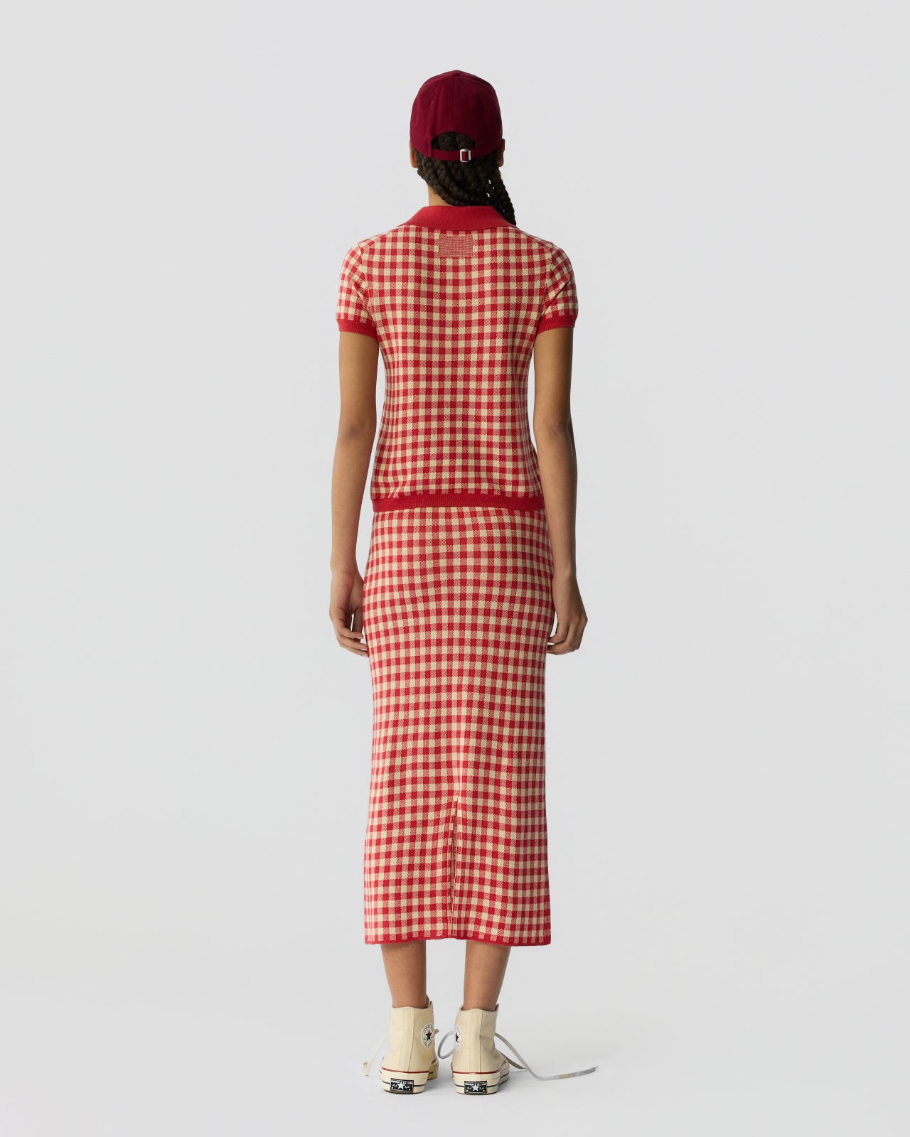 Gingham Shrunken Polo - Scarlet/Mist