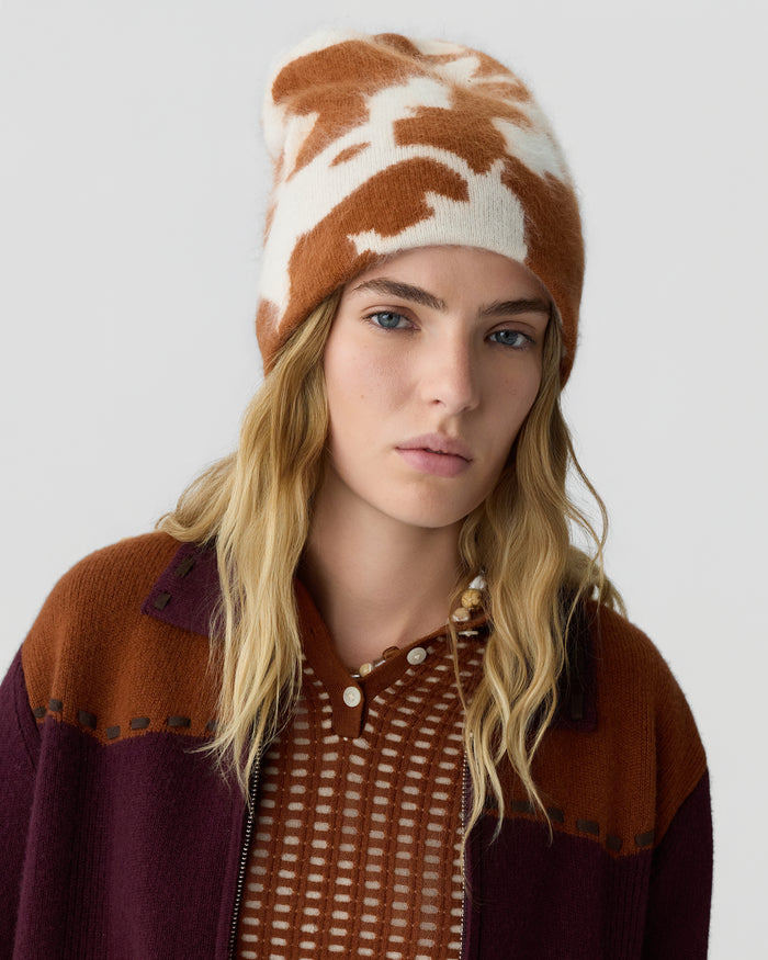 Guest in Residence — Grizzly Cowhide Hat - Cream/Burnt Sienna