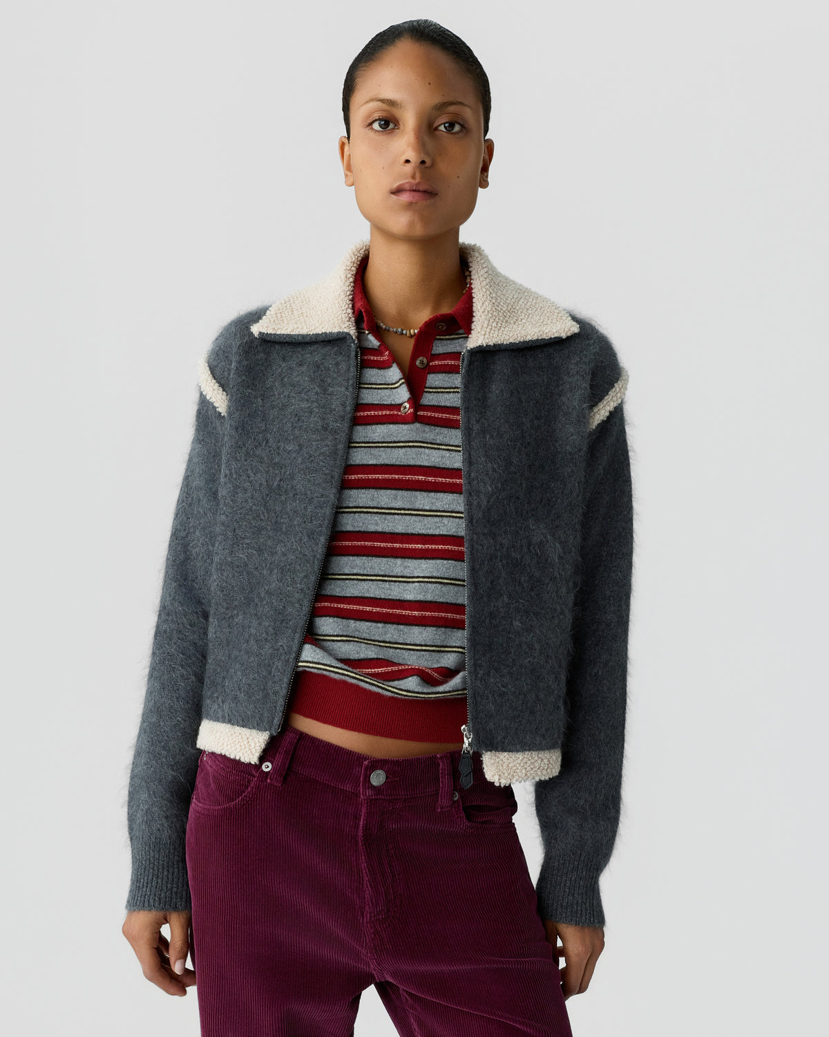 Grizzly Frankie Jacket - Charcoal/Oatmeal