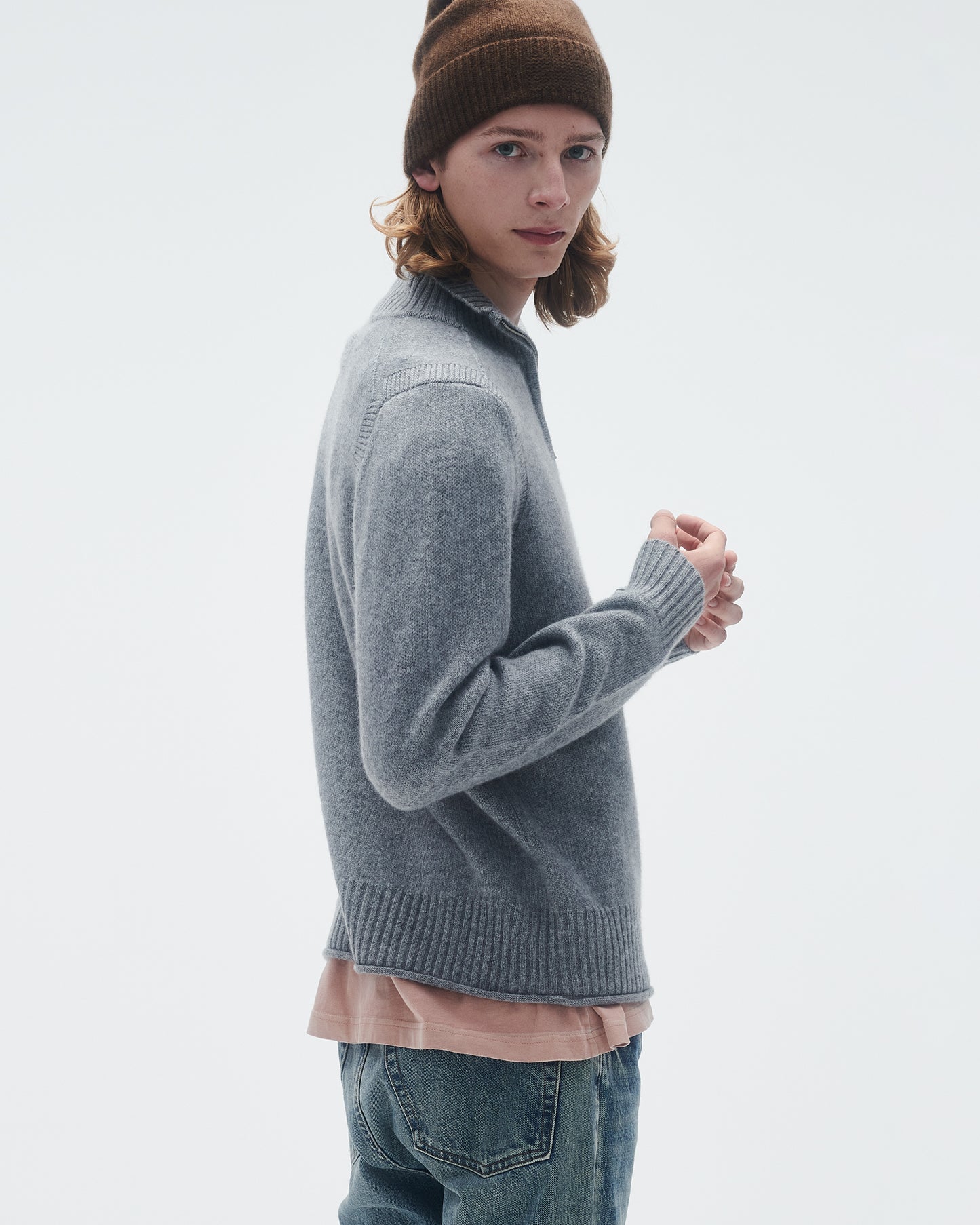 Half Zip Turtleneck - Heather Grey