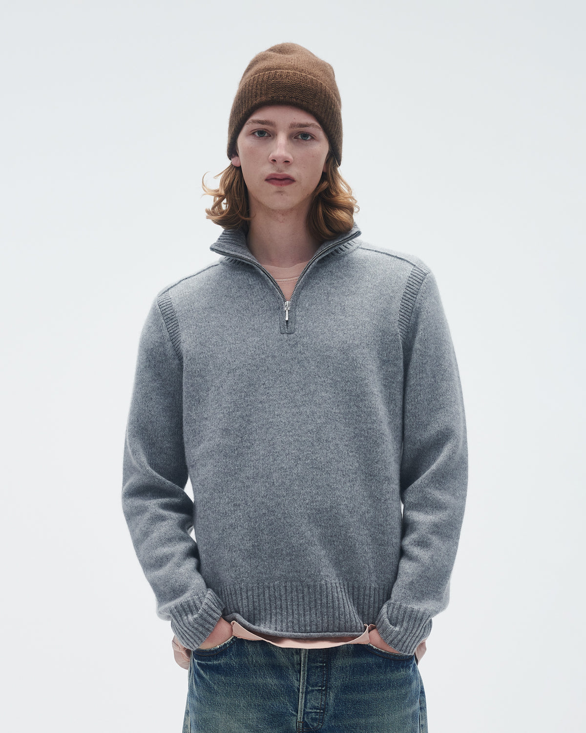 Half Zip Turtleneck - Heather Grey