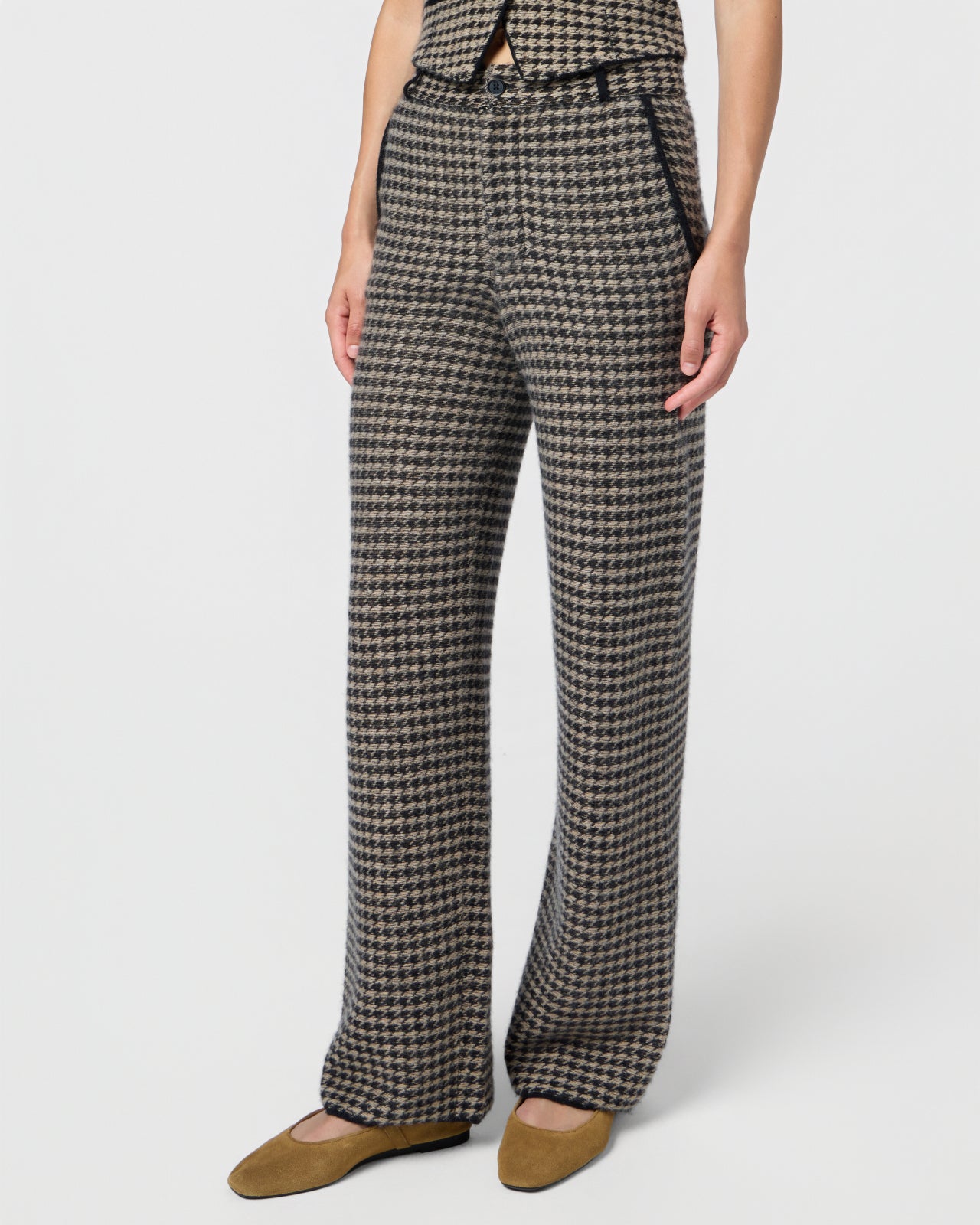 Houndstooth Tailored Trouser - Black Dune
