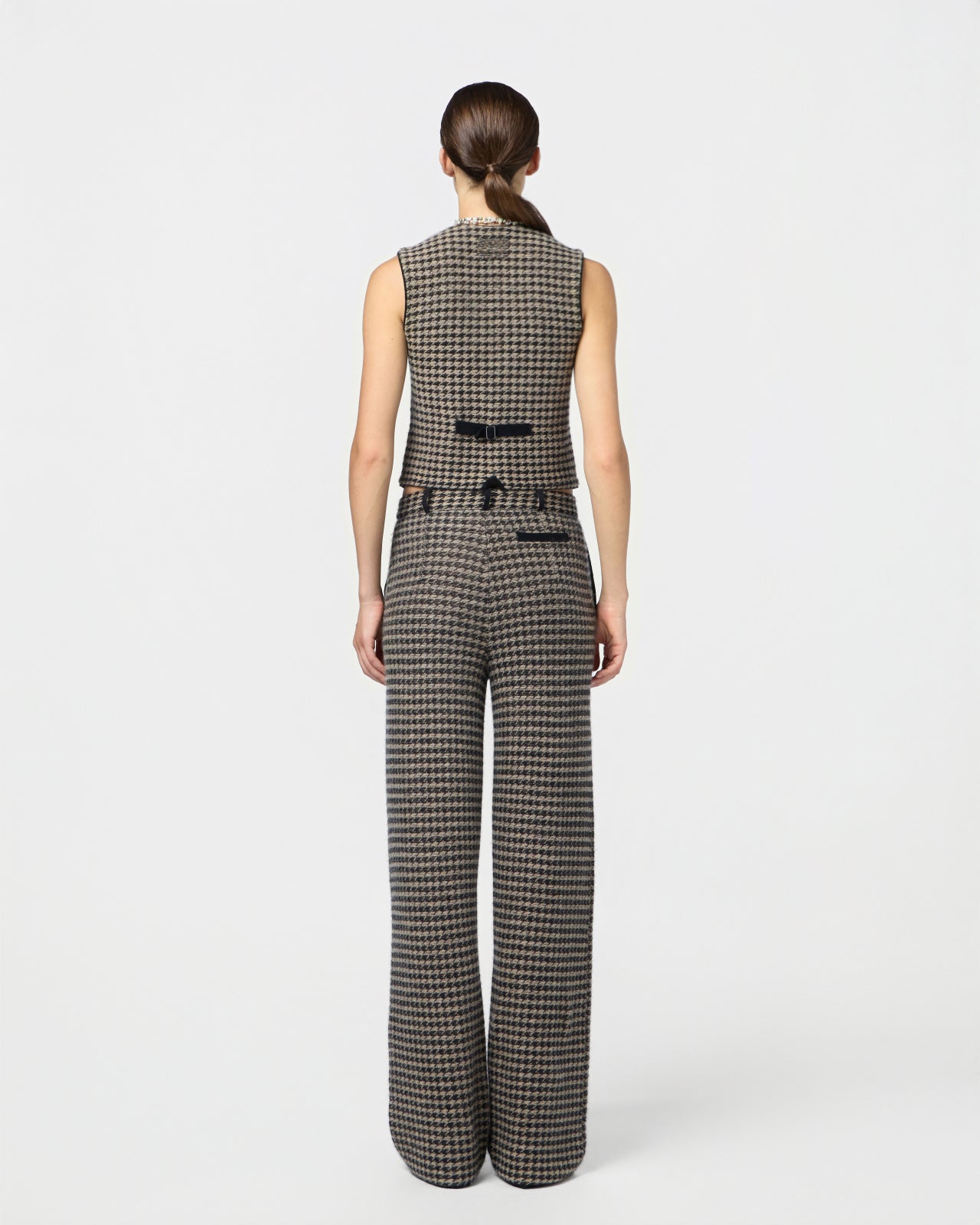 Houndstooth Tailored Trouser - Black Dune