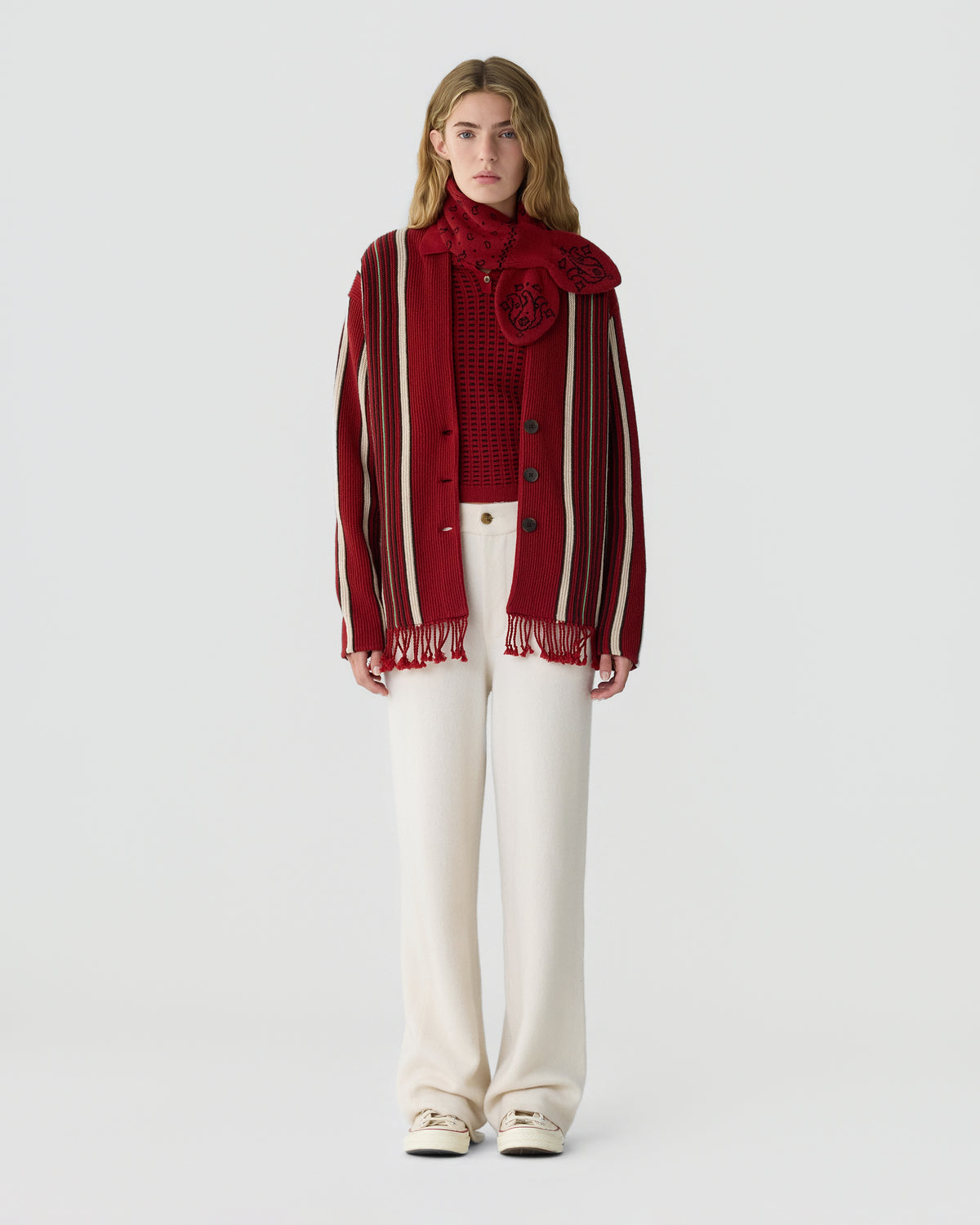 Handloom Cardigan - Carmine Combo