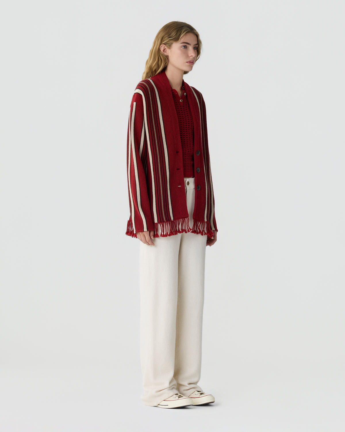 Handloom Cardigan - Carmine Combo