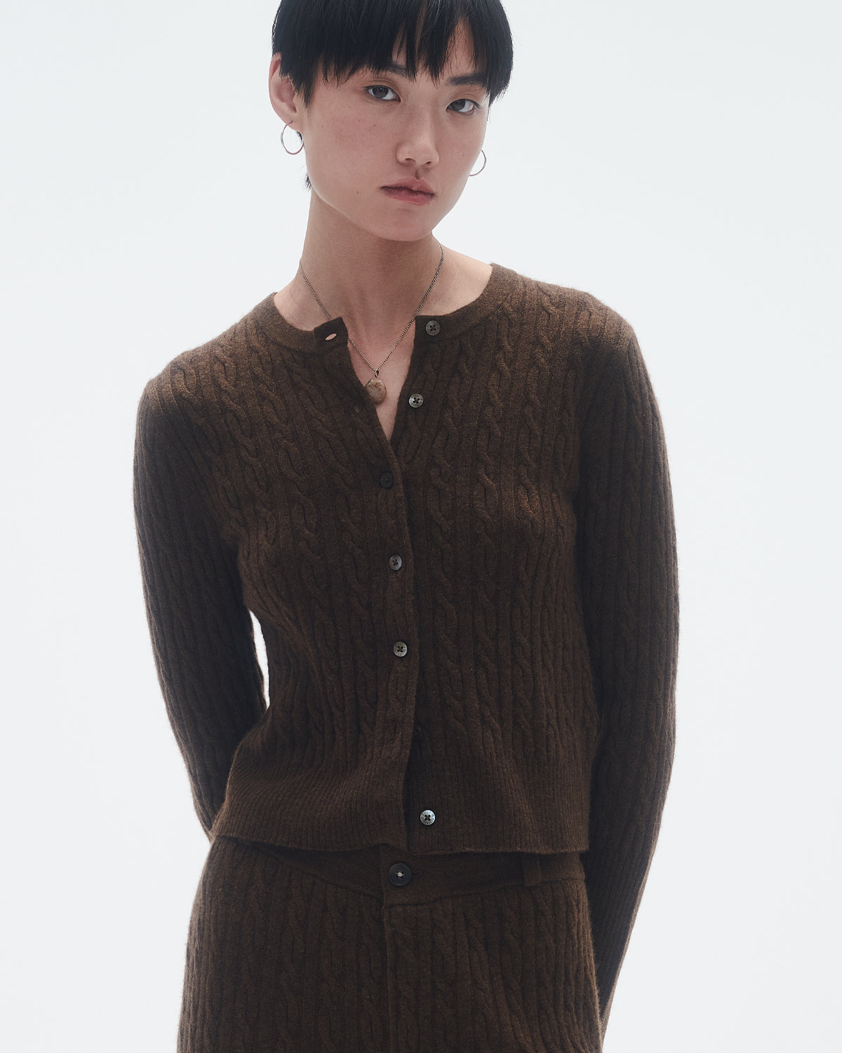 Jane Cable Cardigan - Chestnut