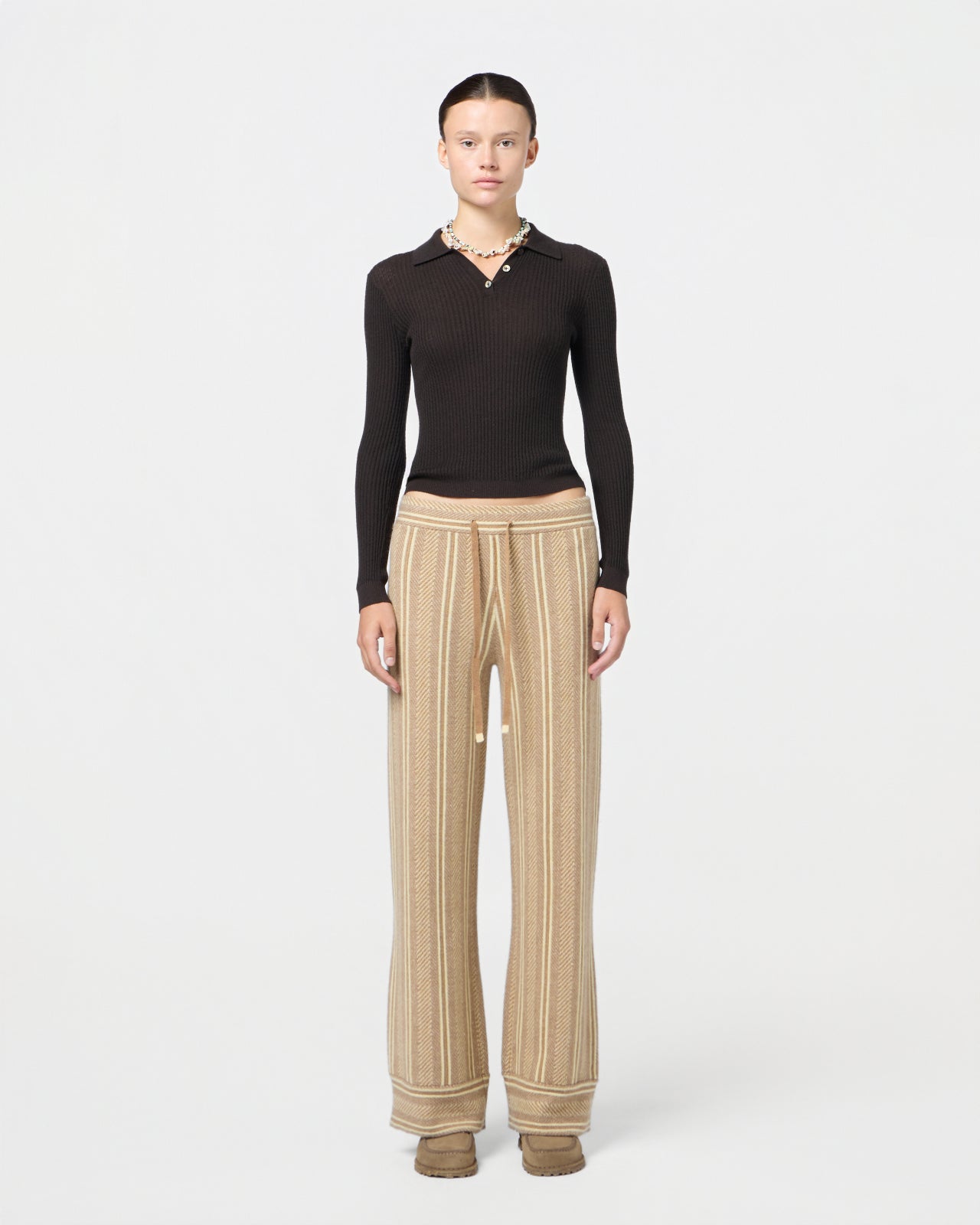 LS Shrunken Polo - Burnt Cocoa