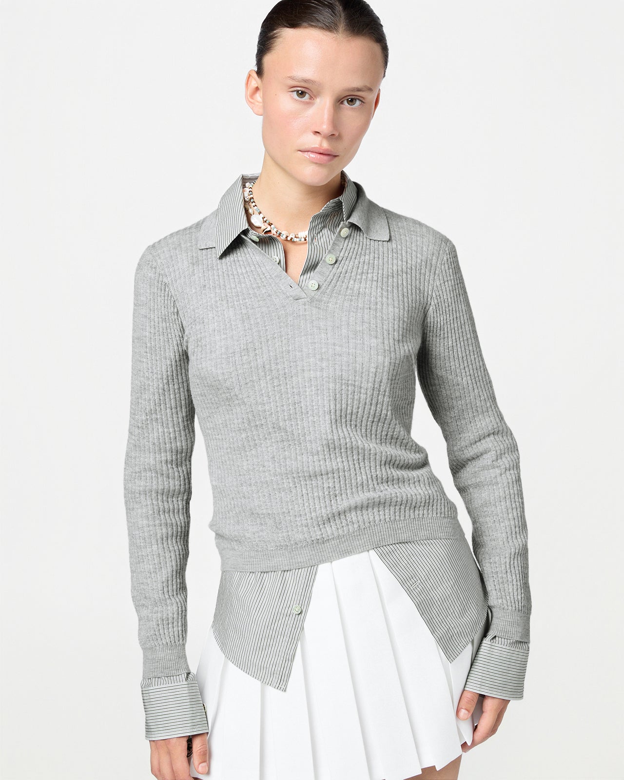 Ls Shrunken Polo - Stone