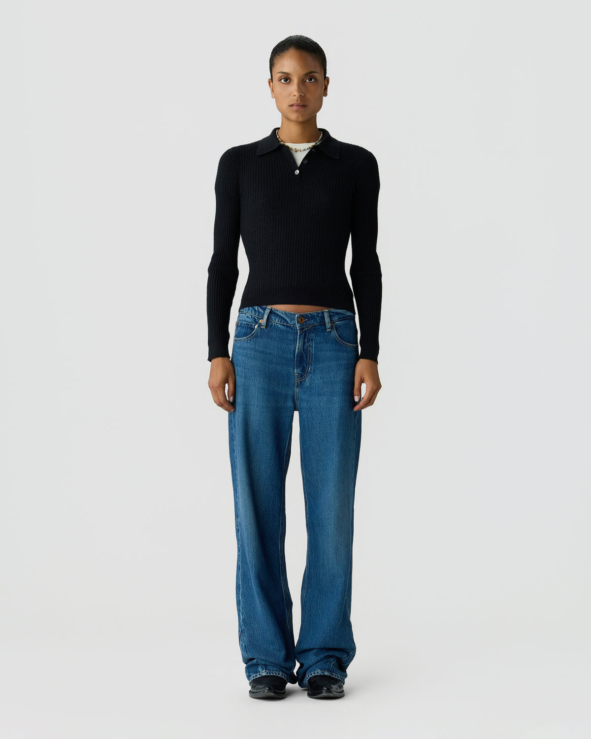 Ls Shrunken Polo - Black