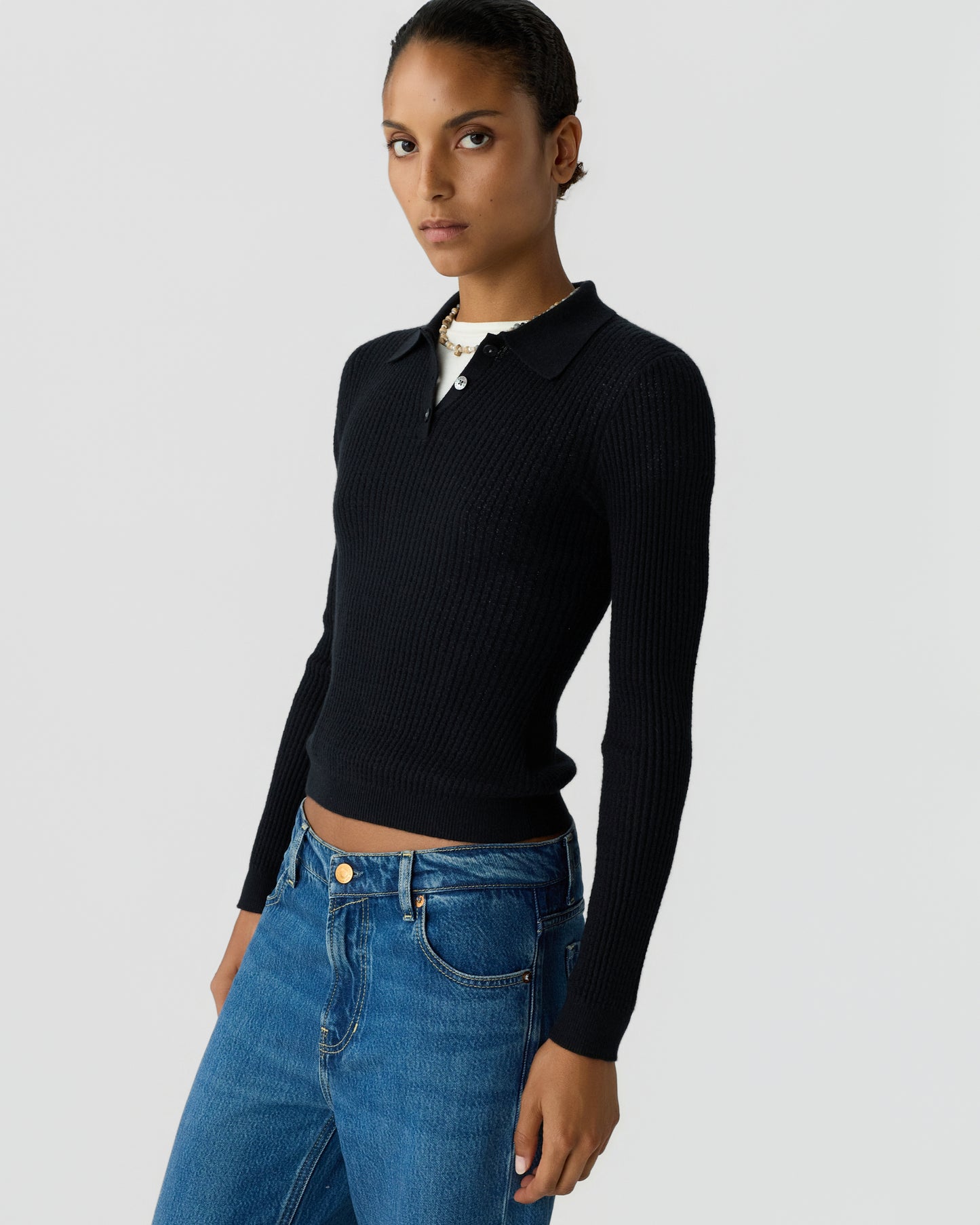 Ls Shrunken Polo - Black