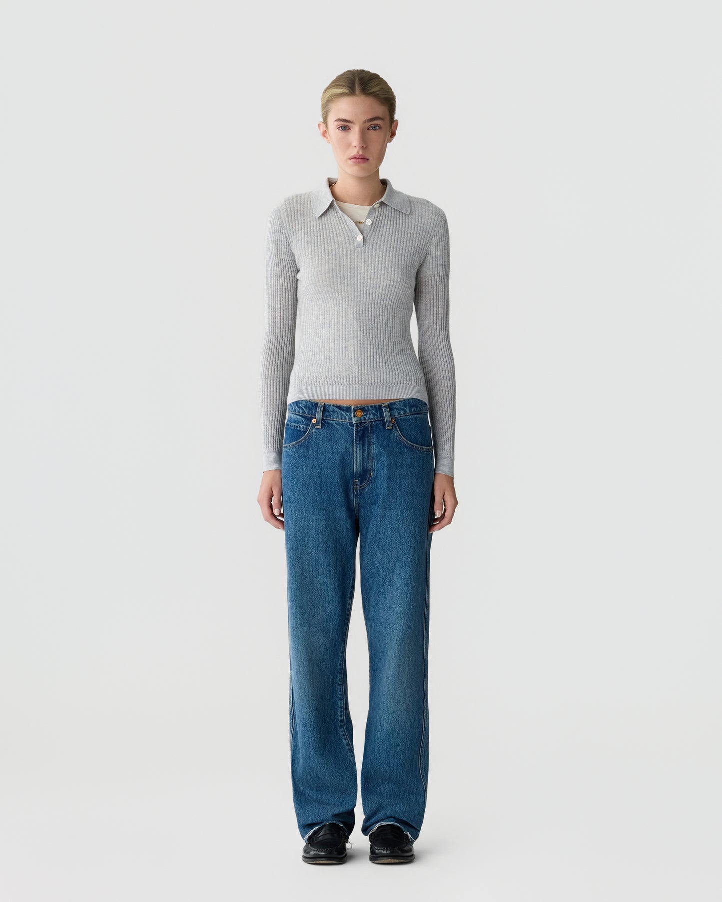 Ls Shrunken Polo - Stone