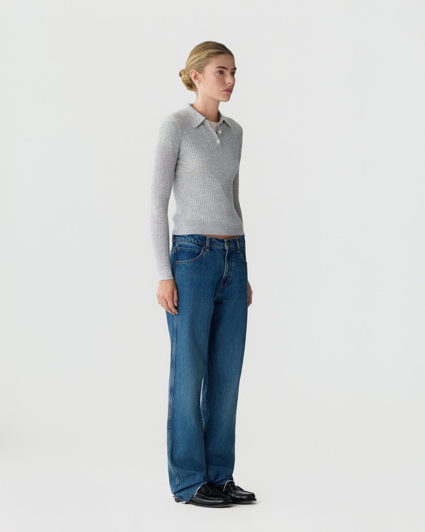 Ls Shrunken Polo - Stone