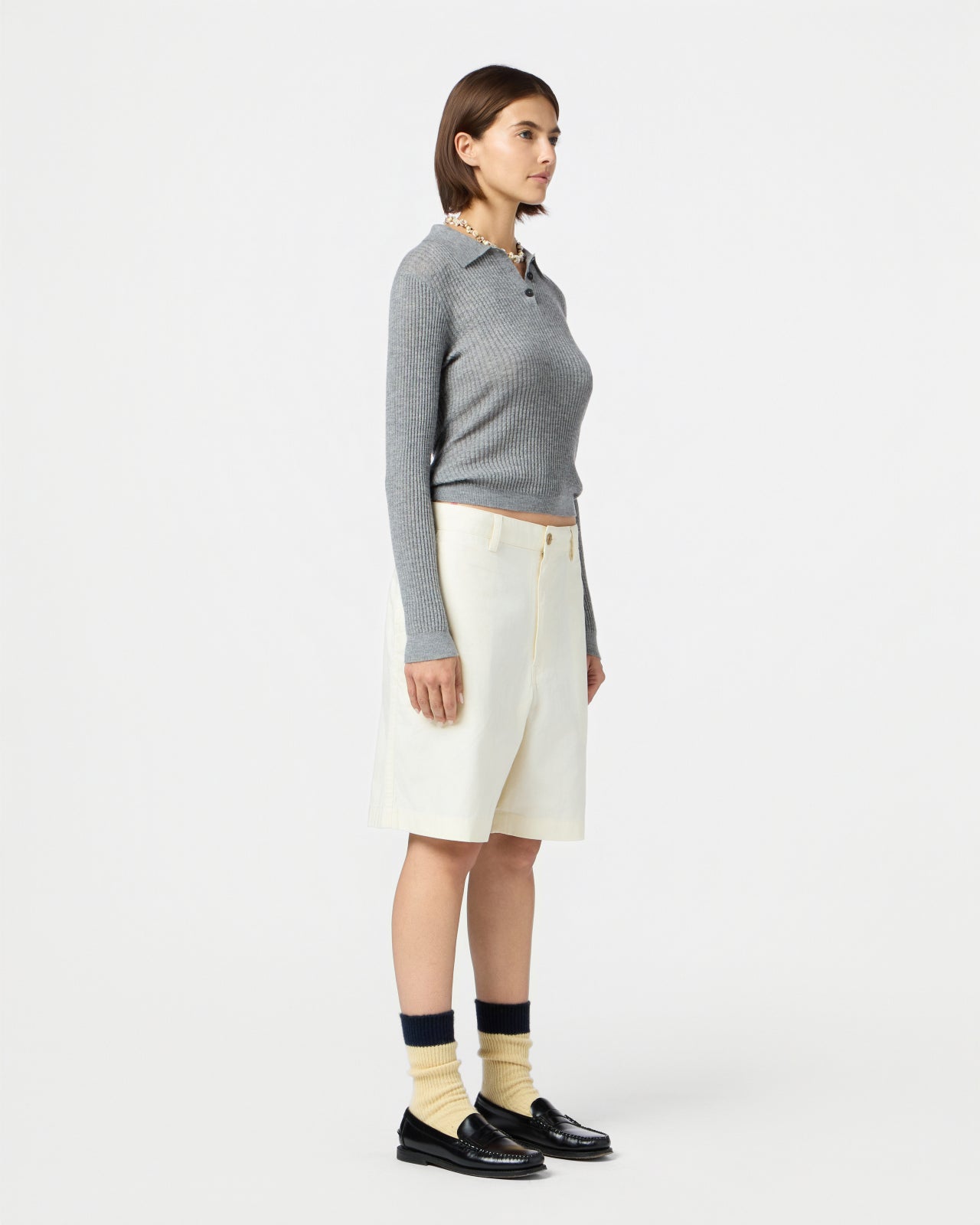 Ls Shrunken Polo - Heather Grey