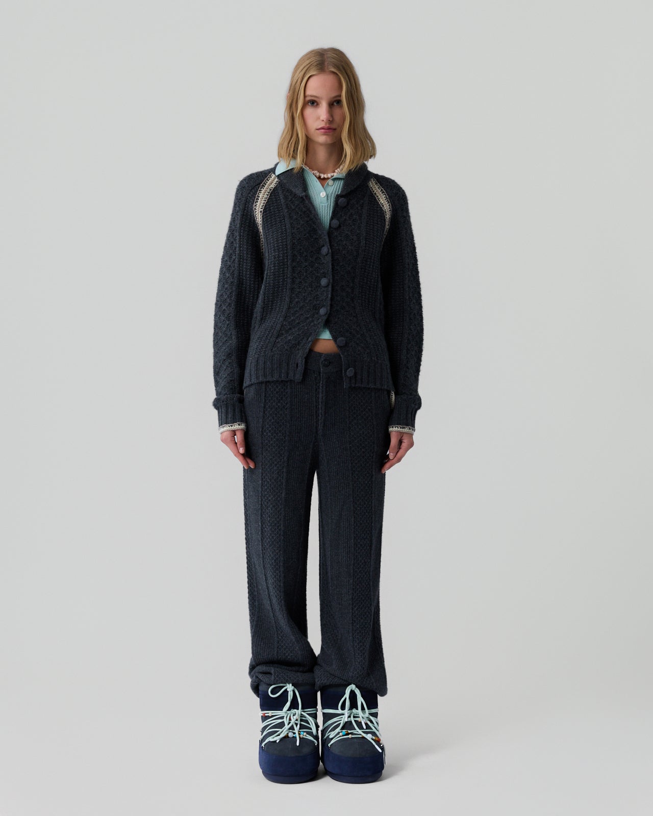 Marlowe Cable Cardigan - Charcoal