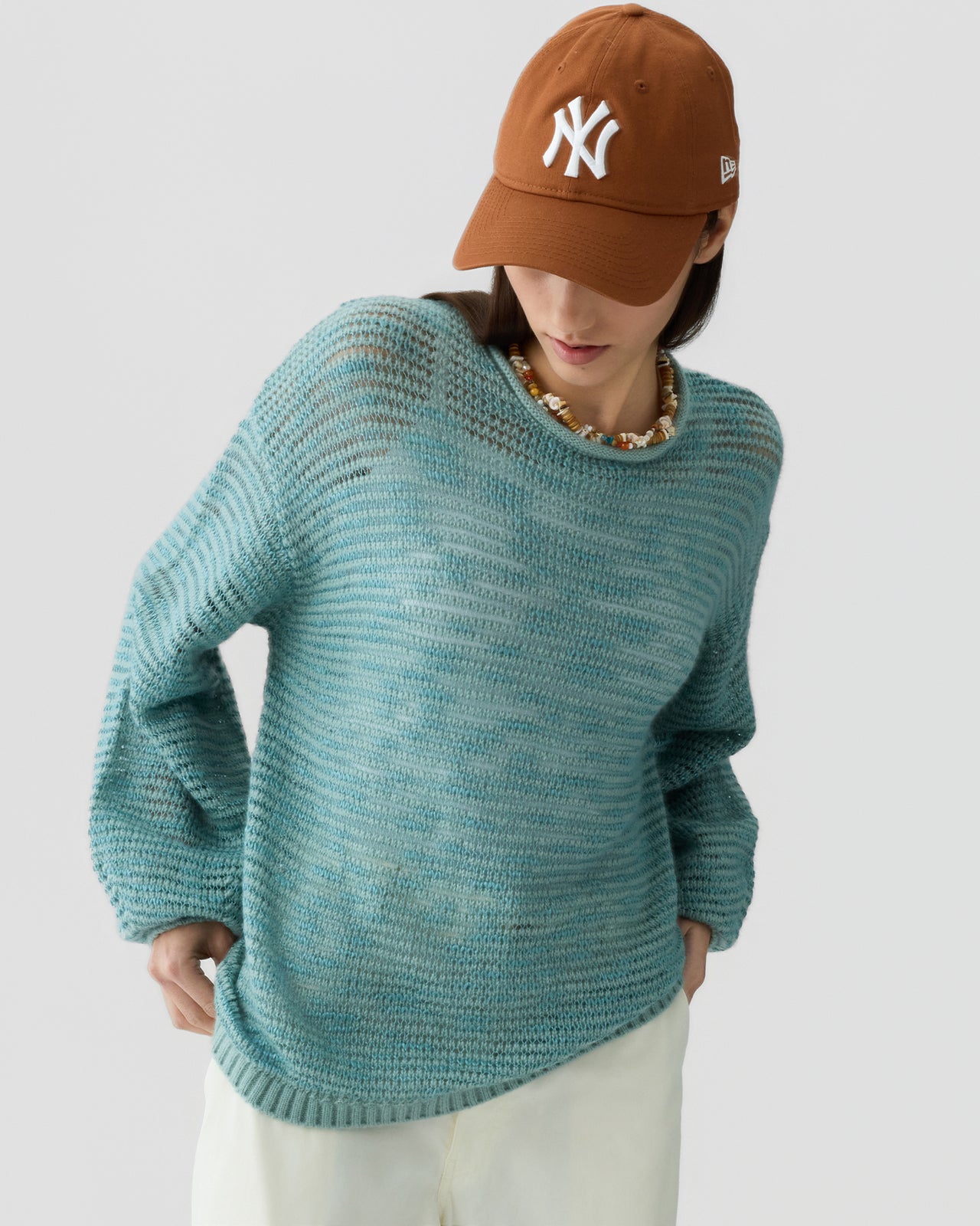 Open Stripe Crew - Sage Brush