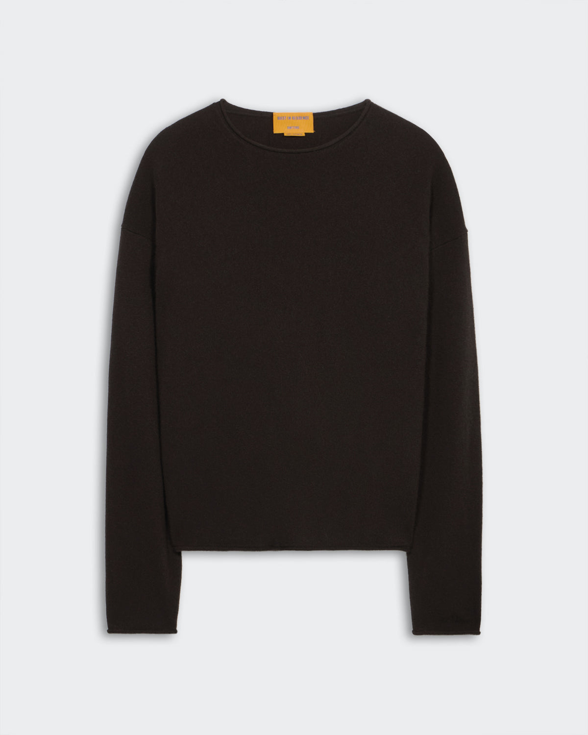 Oversized Crew - Burnt Cocoa men's lightweight cashmere crew neck sweater with dropped shoulder and shirttail hem.