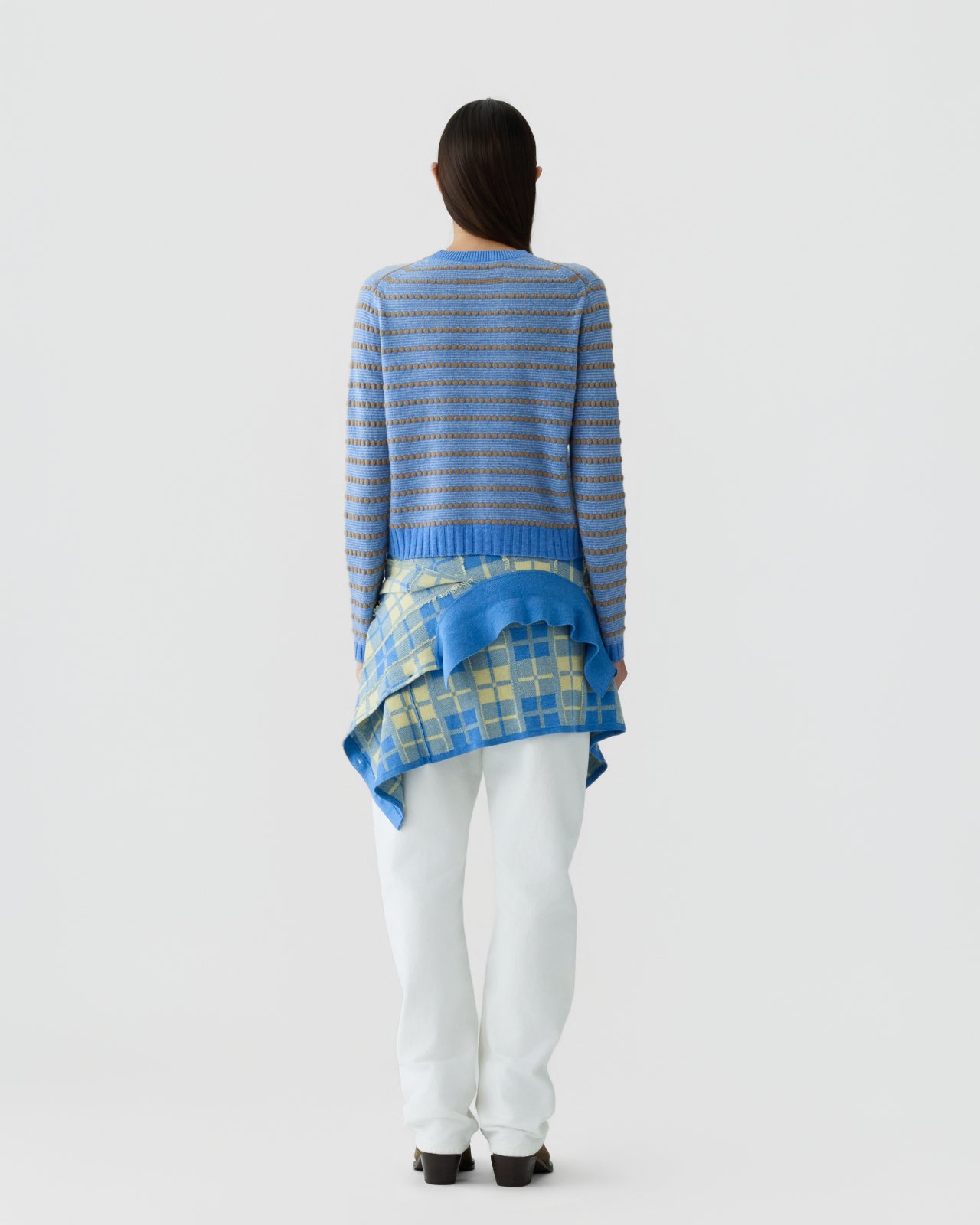 Pebble Stripe Shrunken Crew - Delft Blue Combo