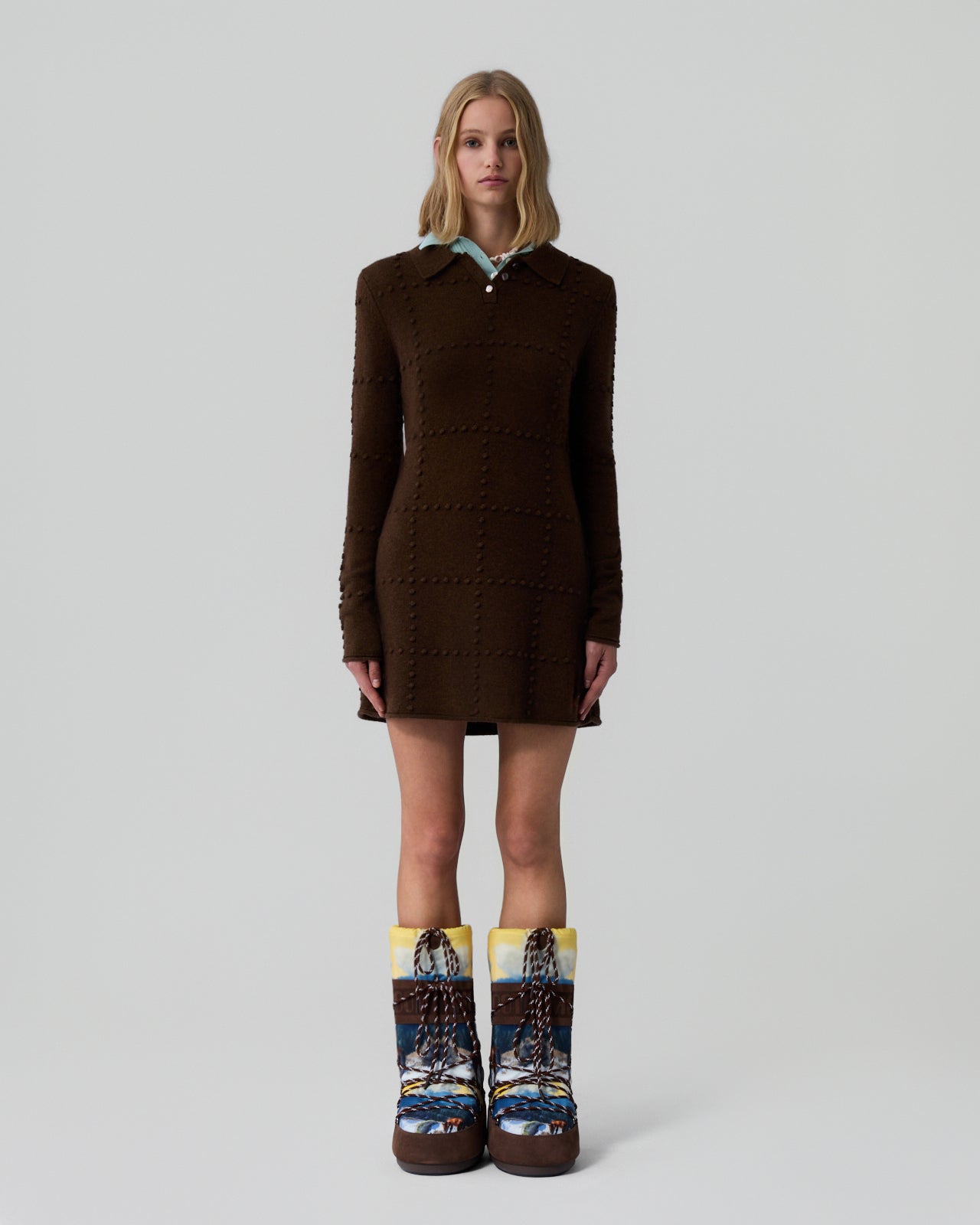 Popcorn Polo Dress - Chestnut Chestnut / L Popcorn Polo Dress - Chestnut Chestnut / L