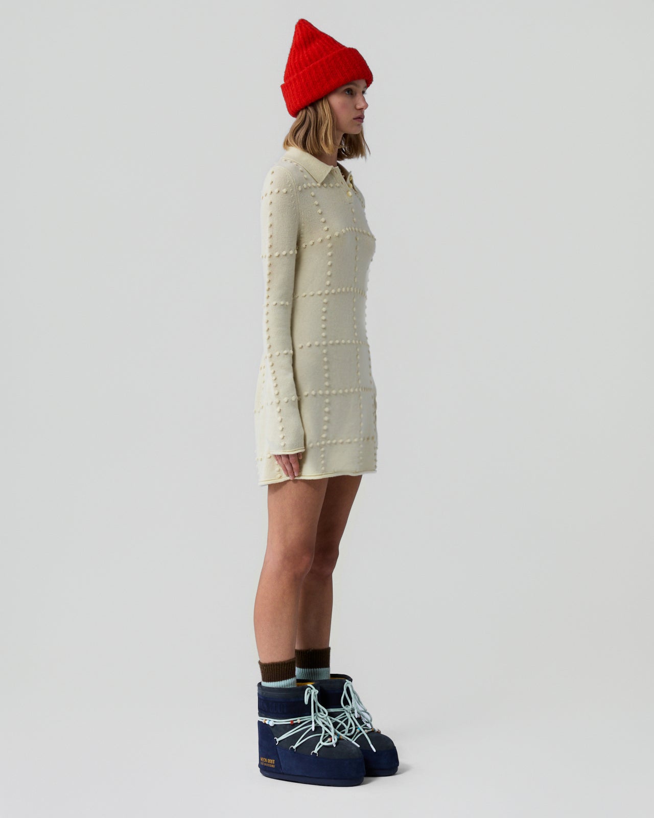 navy blue dress for baby girl Buy Cream Knitted Circular Flared Winter Dress Online for Woman