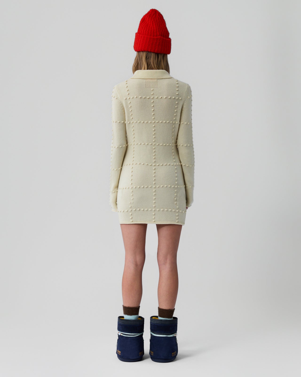 Guest in Residence Wool & Cashmere Popcorn Polo Dress - Mist - S Guest in Residence Wool & Cashmere Popcorn Polo Dress - Mist - S