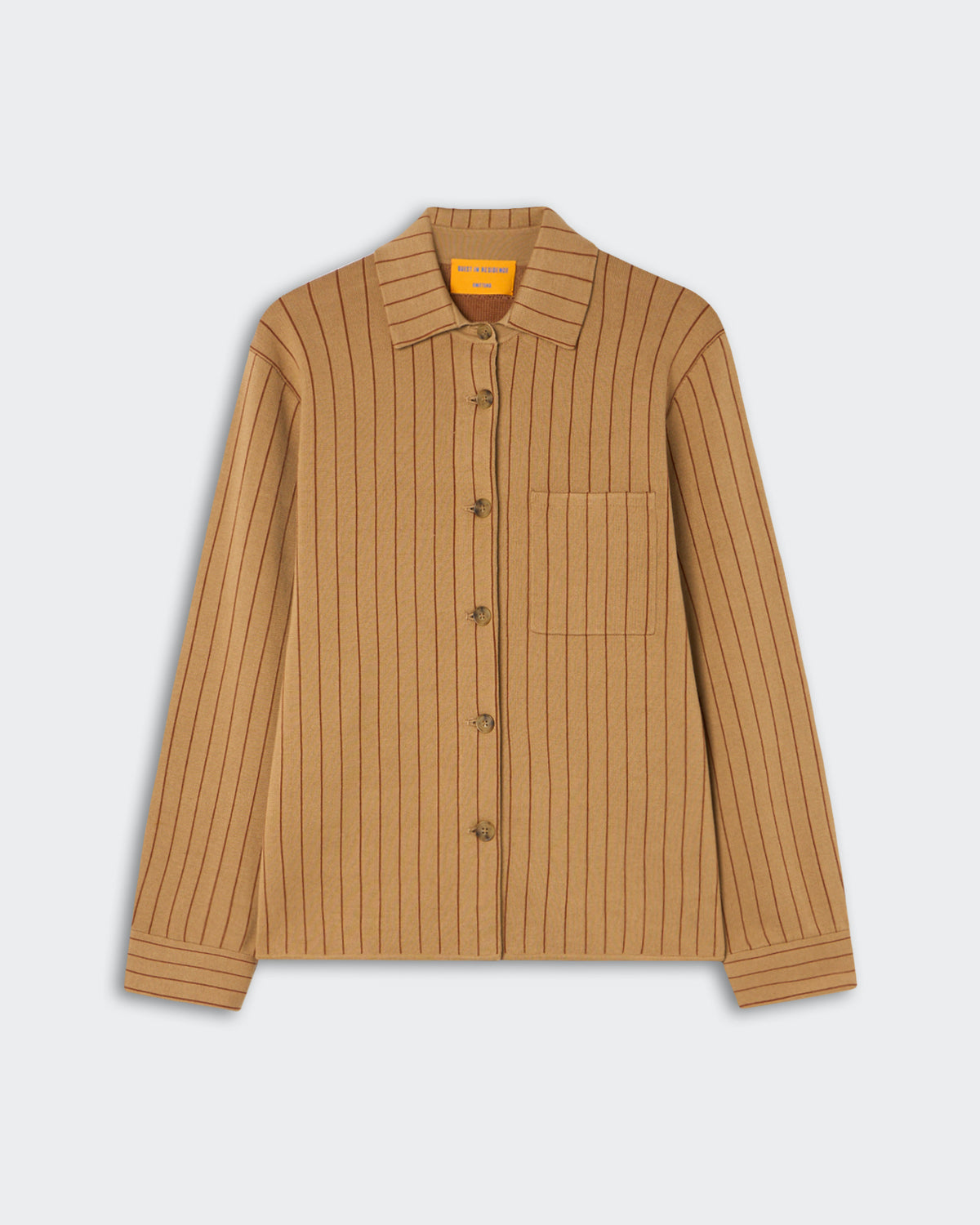 Pinstripe Work Shirt - Camel/Burnt Sienna