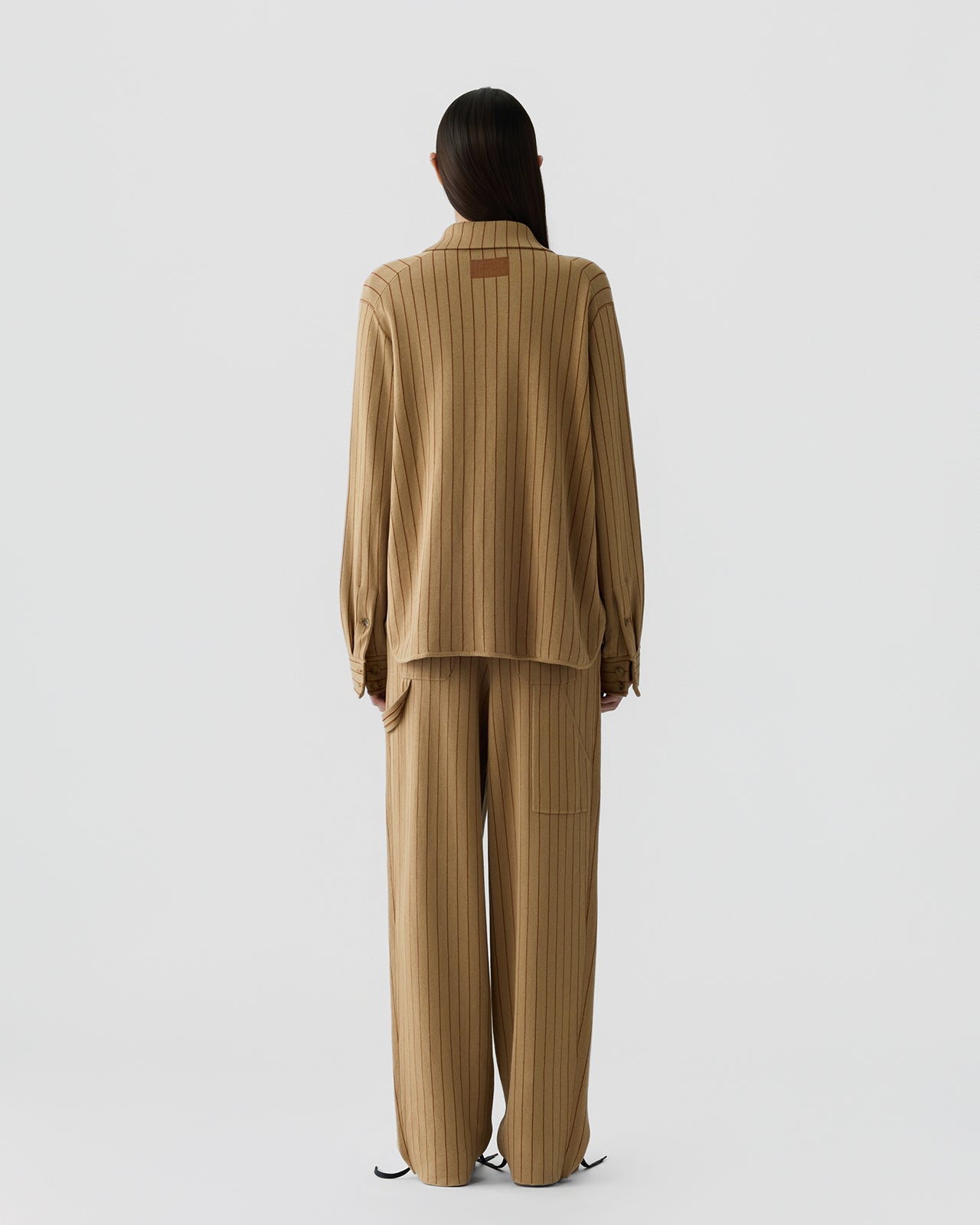 Pinstripe Work Shirt - Camel/Burnt Sienna