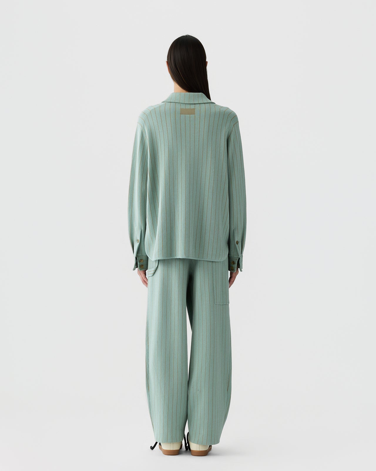Pinstripe Work Shirt - Sage Brush/Camel