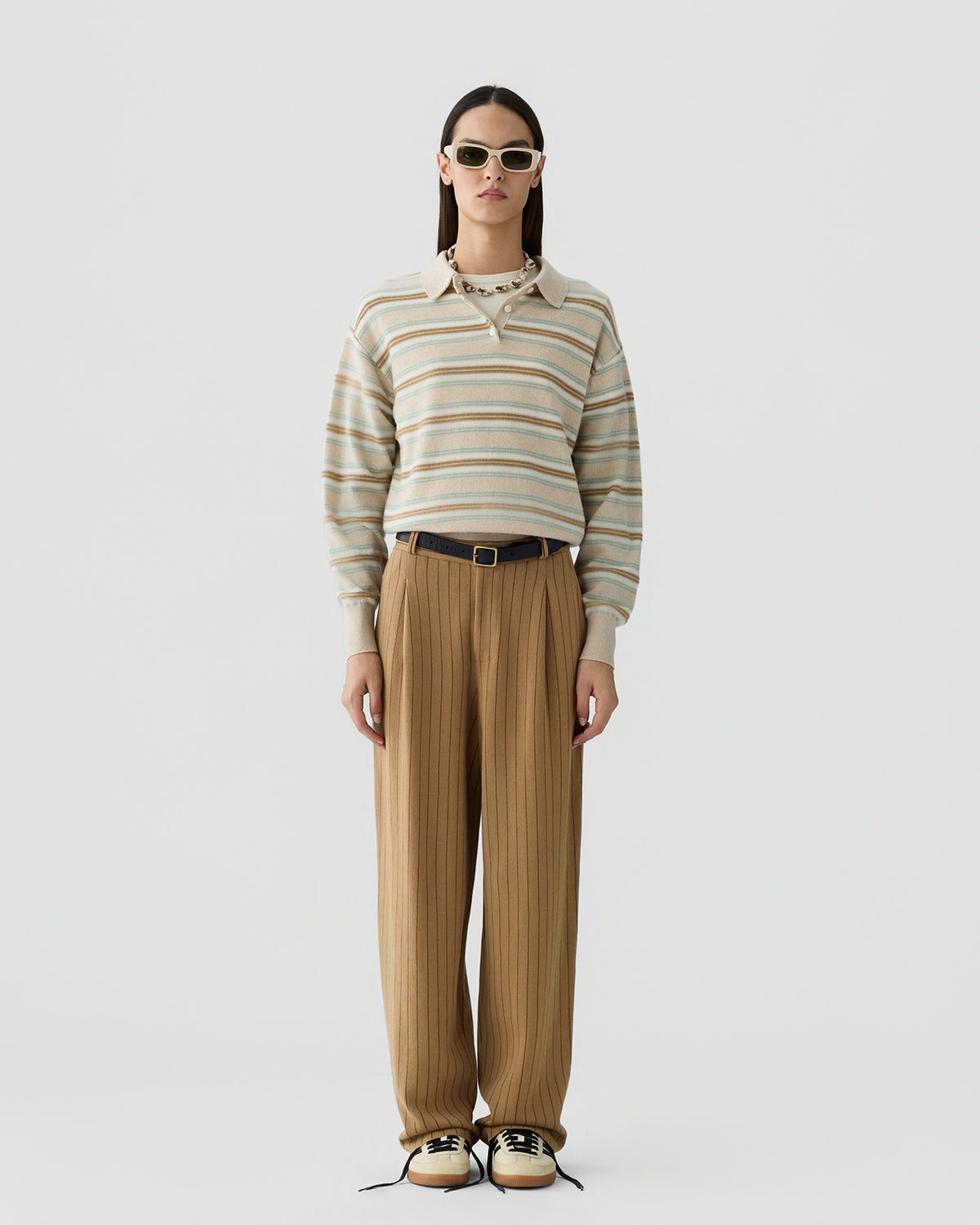Pinstripe Carpenter Pant - Camel/Burnt Sienna