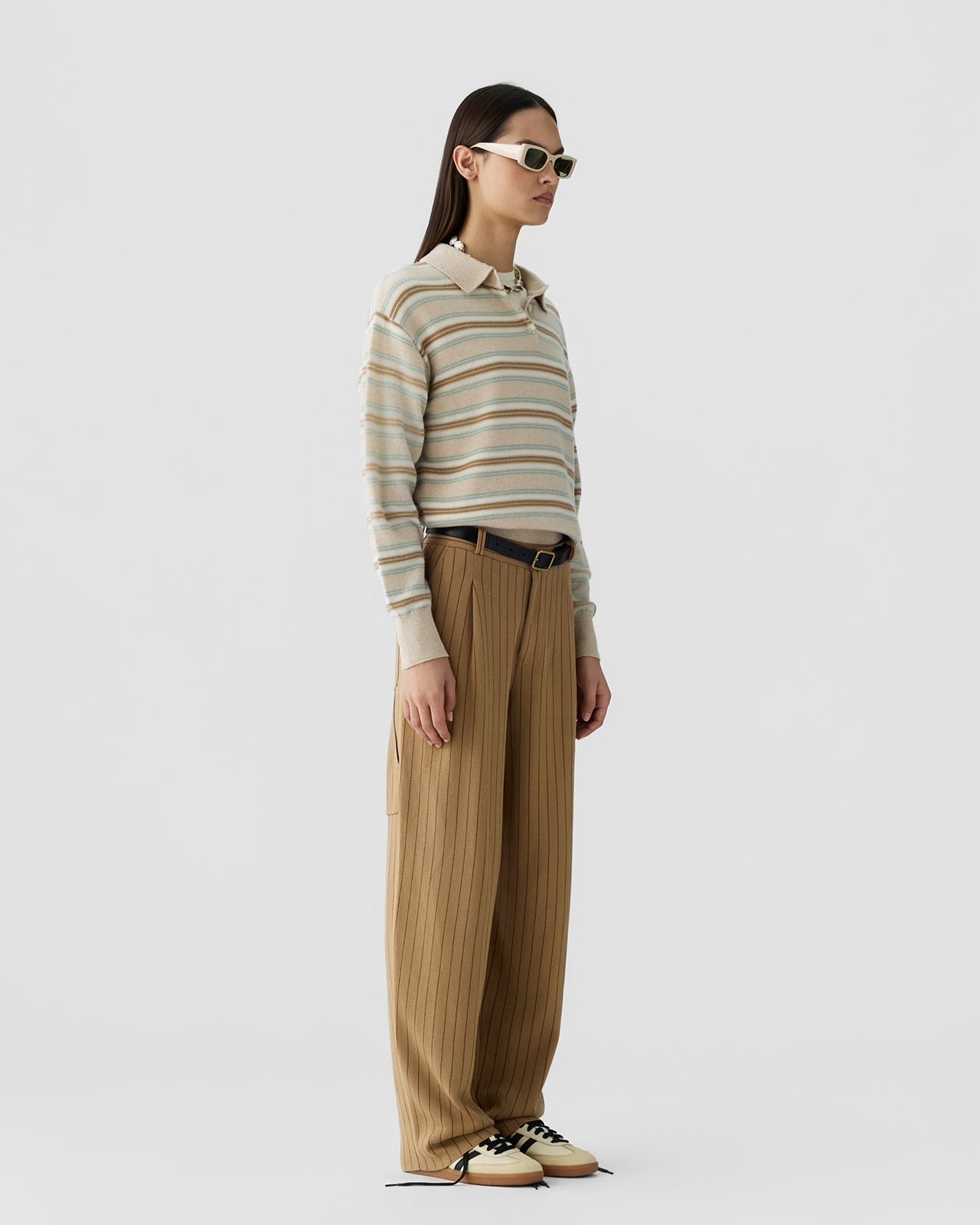 Pinstripe Carpenter Pant - Camel/Burnt Sienna