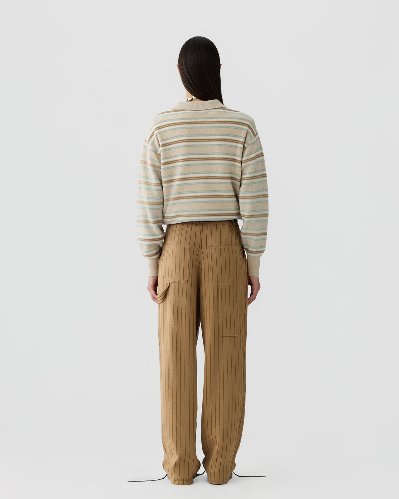 Pinstripe Carpenter Pant - Camel/Burnt Sienna