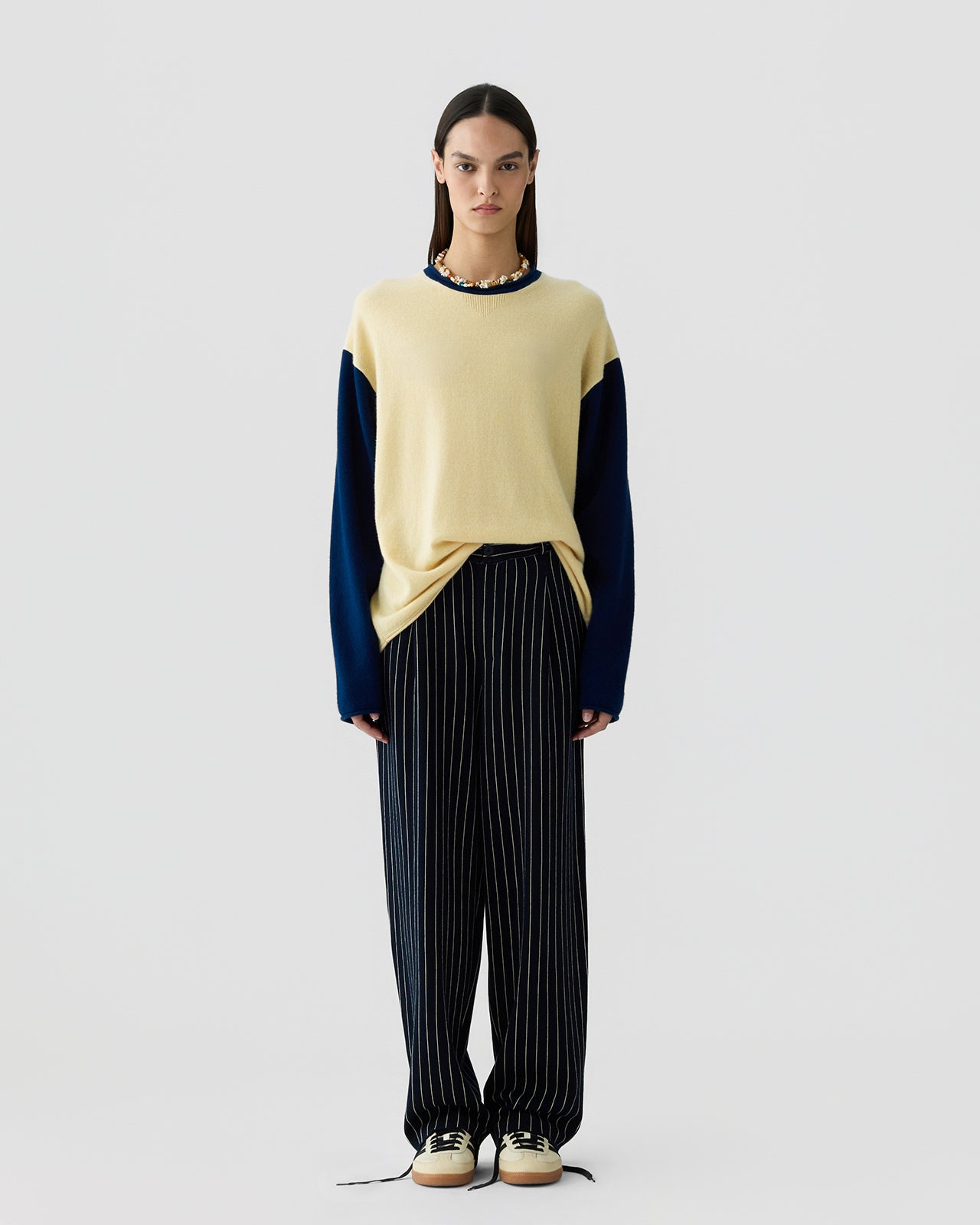 Pinstripe Carpenter Pant - Navy/Butter
