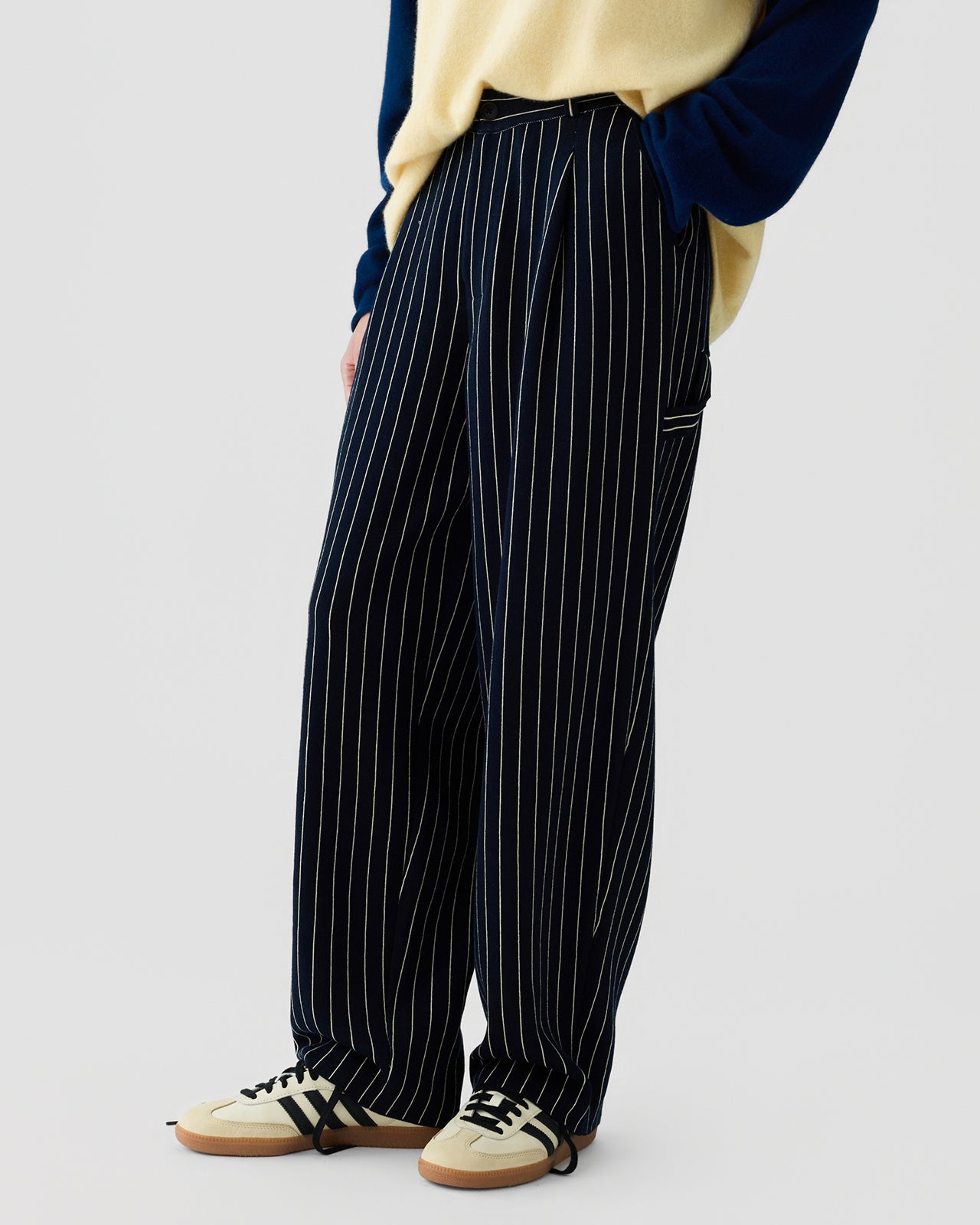 Pinstripe Carpenter Pant - Navy/Butter