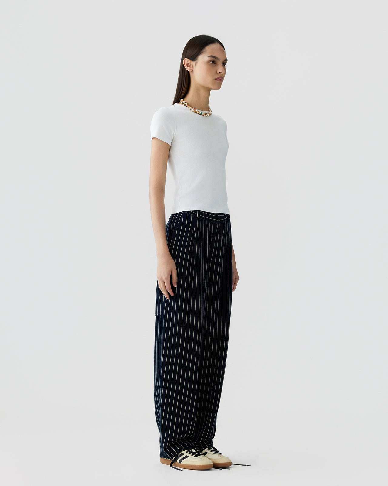 Pinstripe Carpenter Pant - Navy/Butter