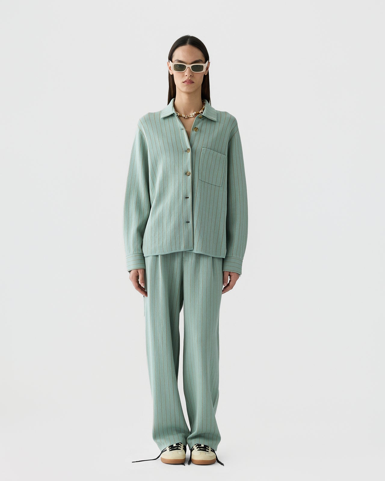 Pinstripe Carpenter Pant - Sage Brush/Camel
