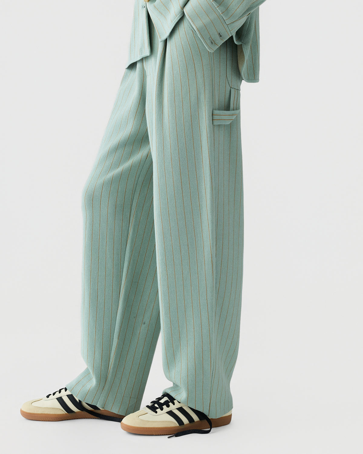 Pinstripe Carpenter Pant - Sage Brush/Camel
