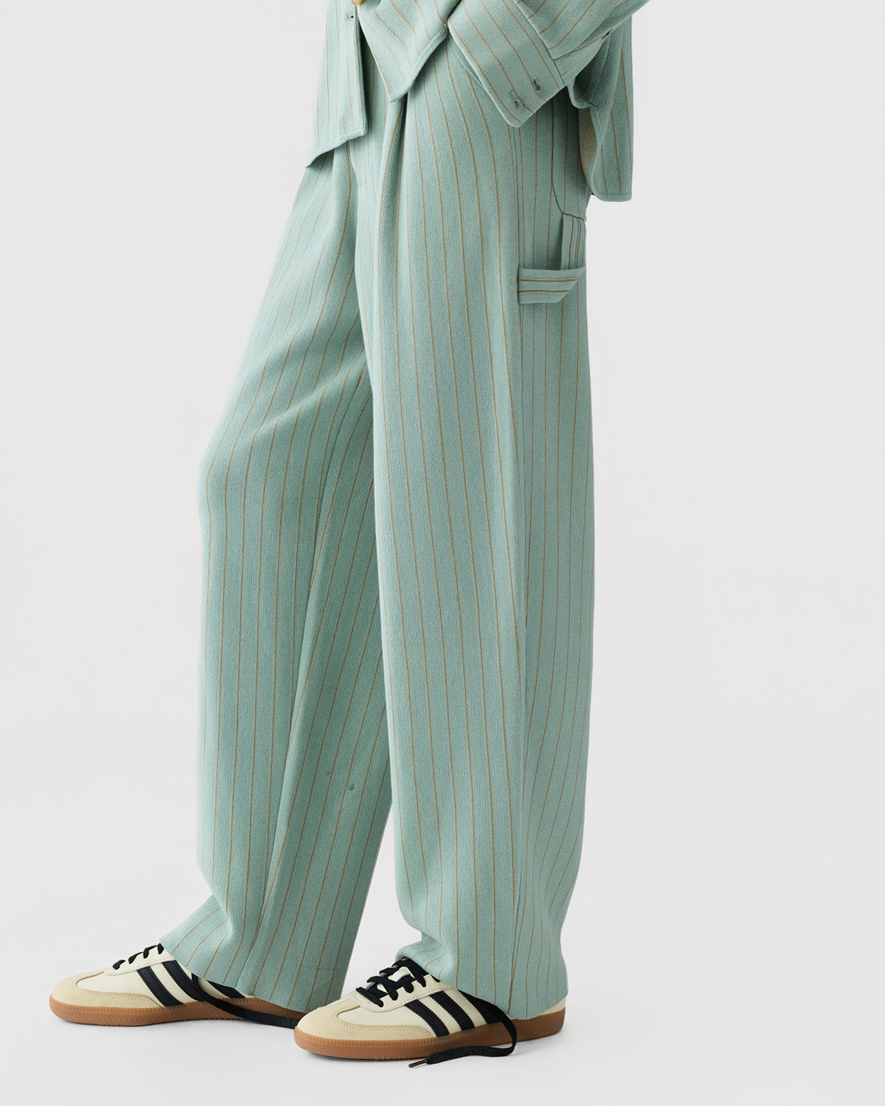 Pinstripe Carpenter Pant - Sage Brush/Camel