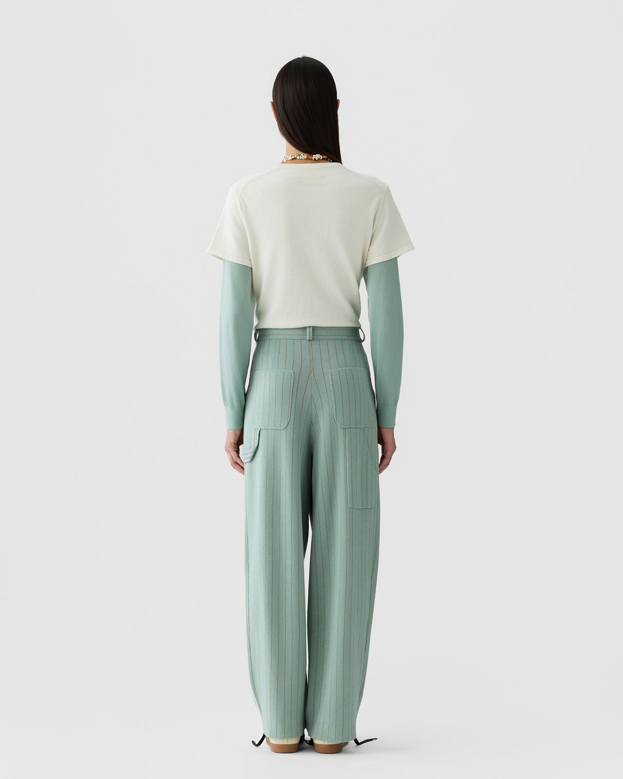 Pinstripe Carpenter Pant - Sage Brush/Camel