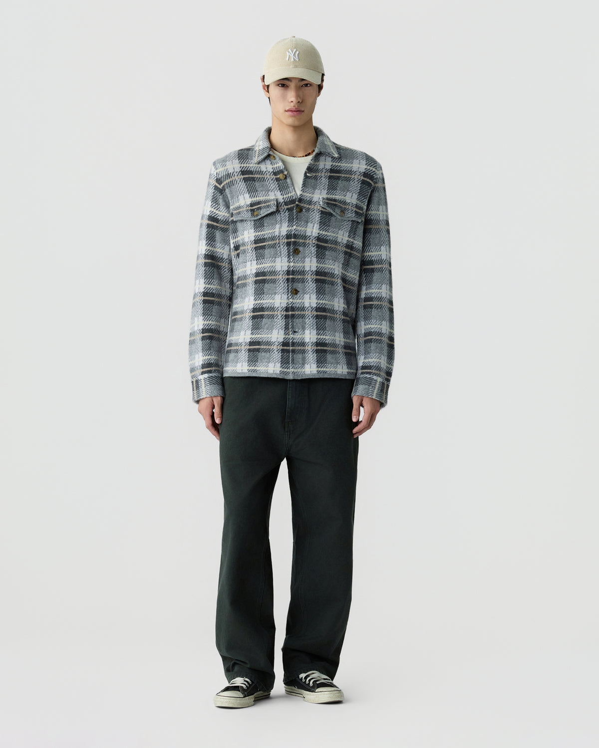Plaid Work Shirt - Heather Grey Combo