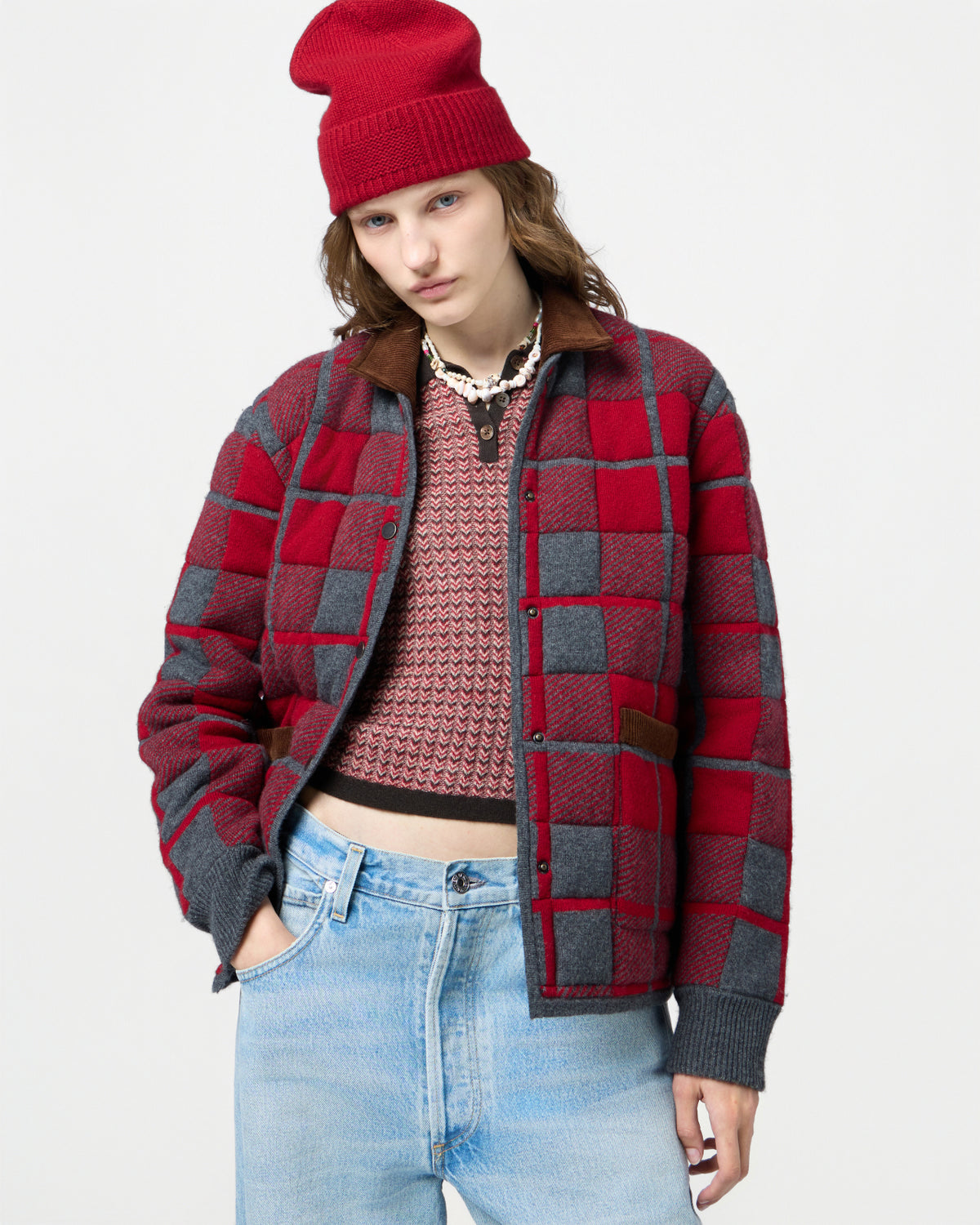 Quilted Plaid Liner Jacket - Ruby Combo