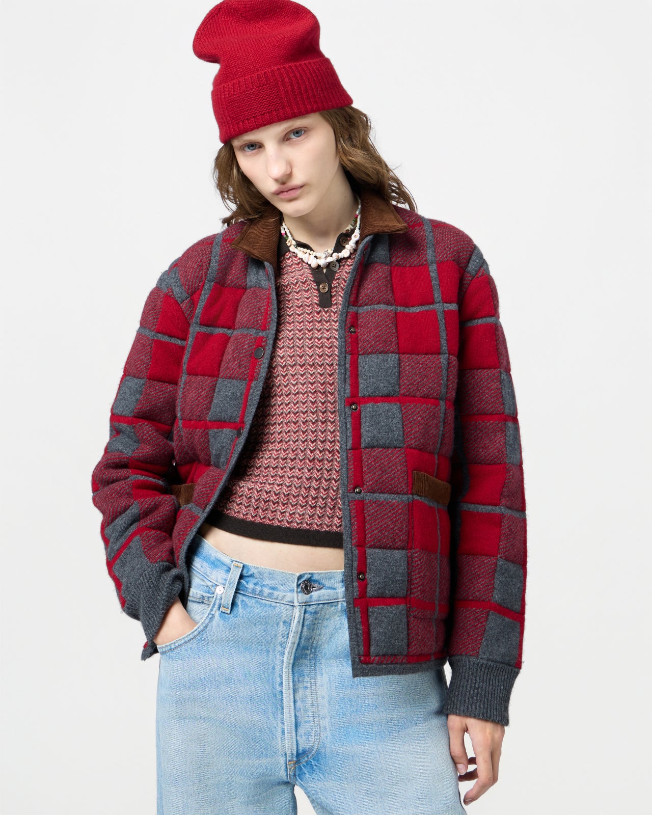 Quilted Plaid Liner Jacket - Ruby Combo