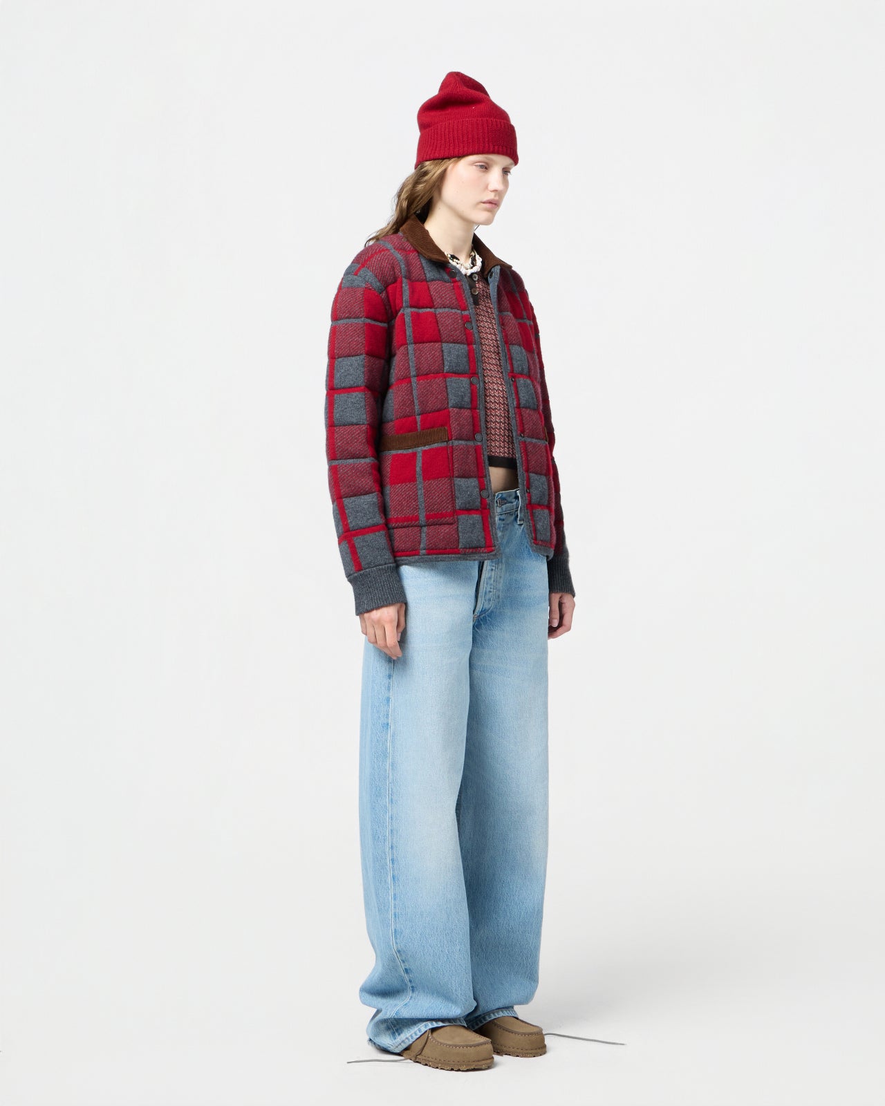 Quilted Plaid Liner Jacket - Ruby Combo