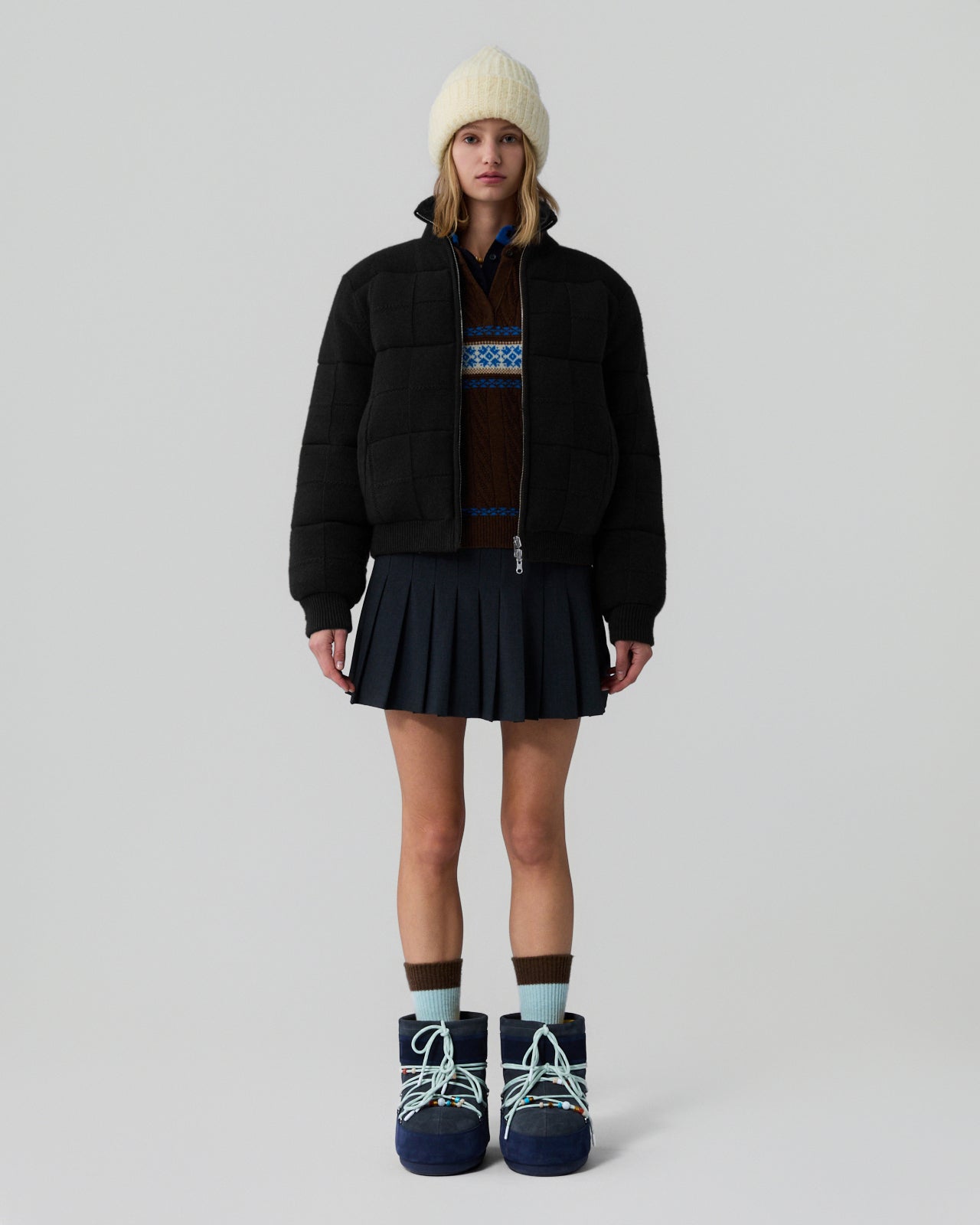 Quilted Puffer Jacket - Black