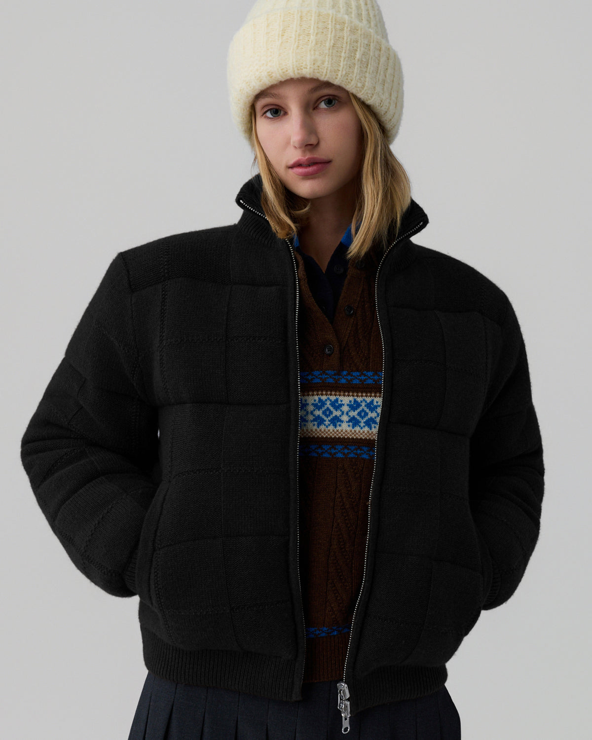 Quilted Puffer Jacket - Black