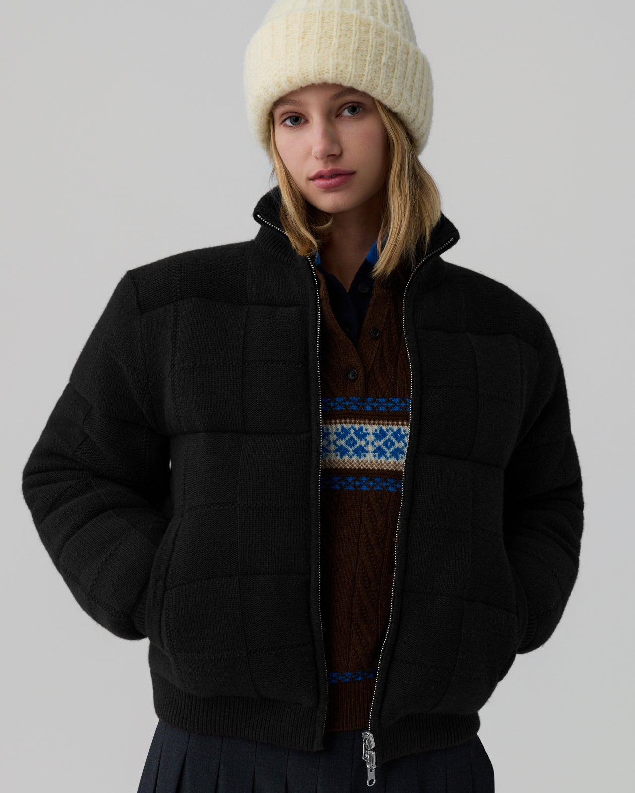 Quilted Puffer Jacket - Black