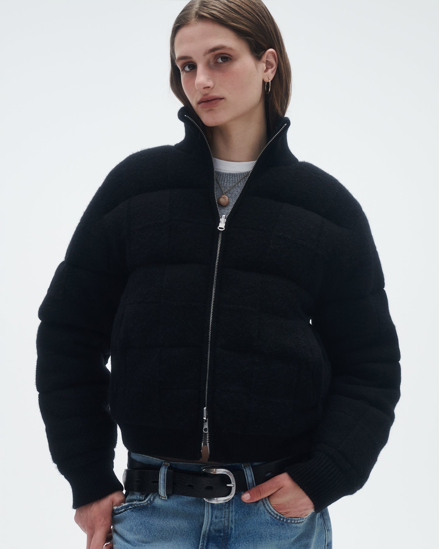 Quilted Puffer Jacket - Black