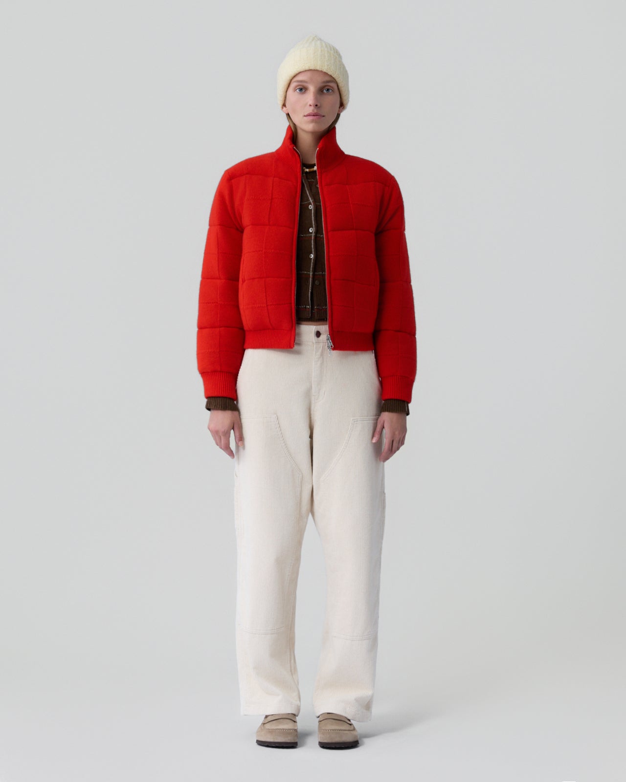 Quilted Puffer Jacket - Chili