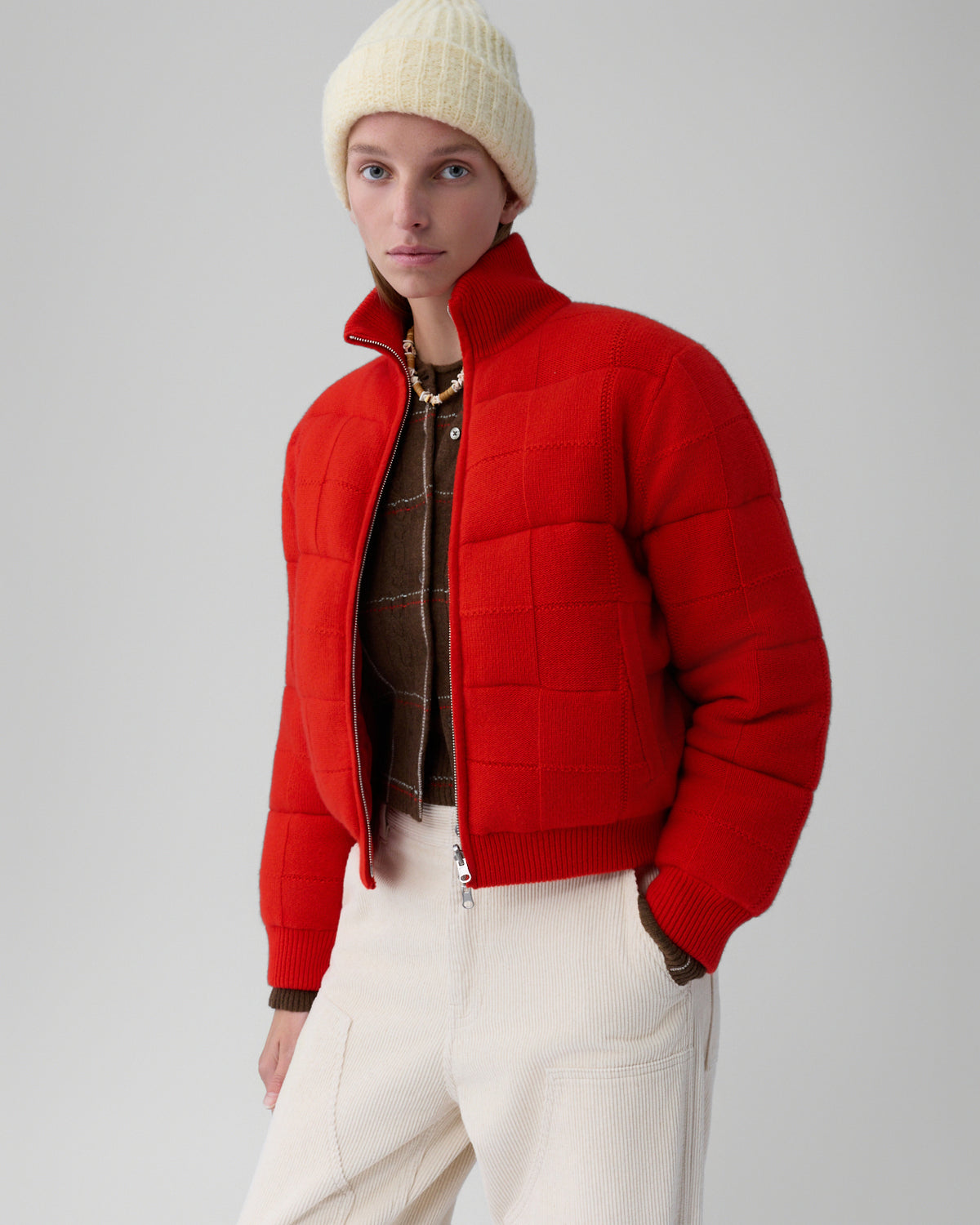 Quilted Puffer Jacket - Chili