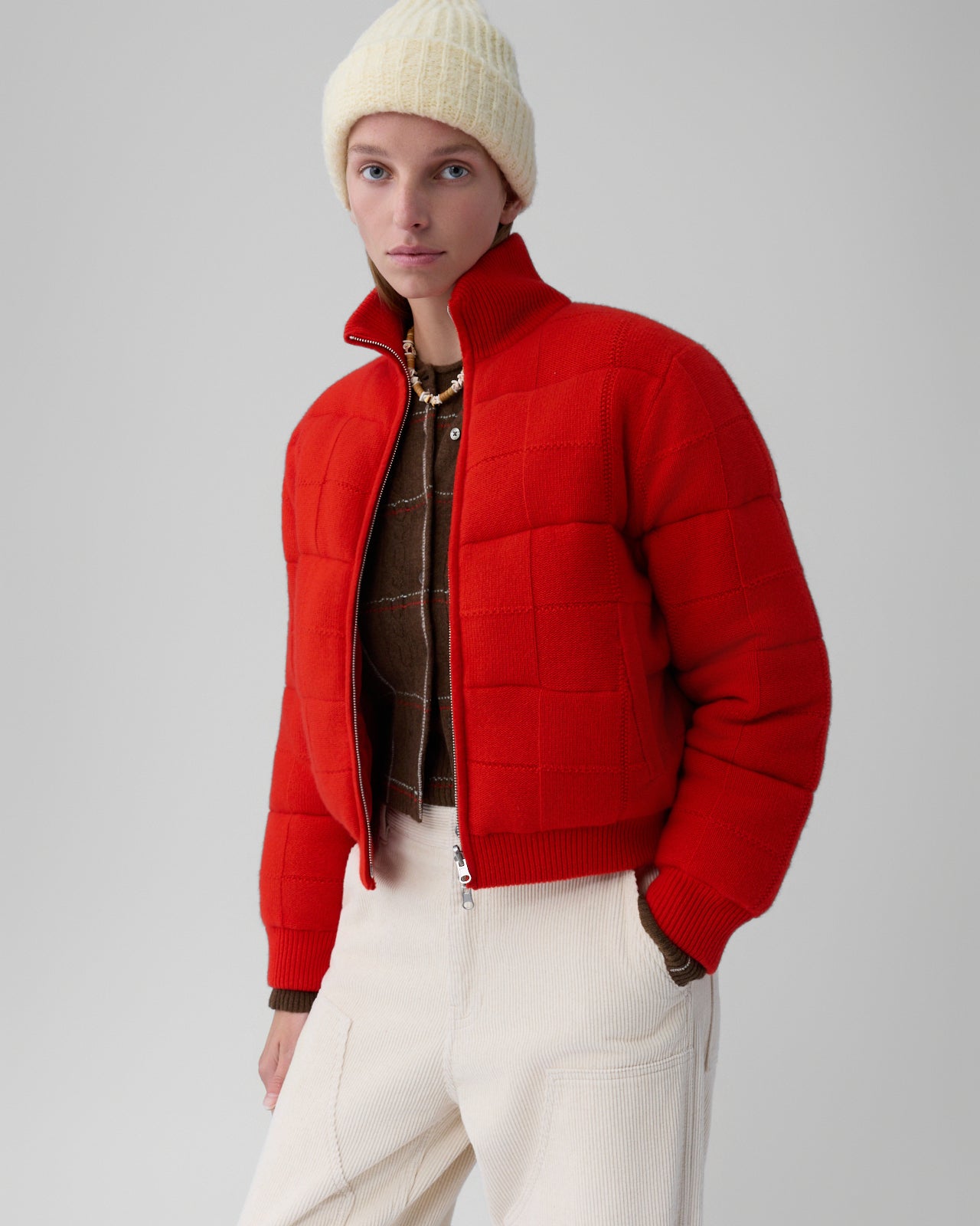 Quilted Puffer Jacket - Chili