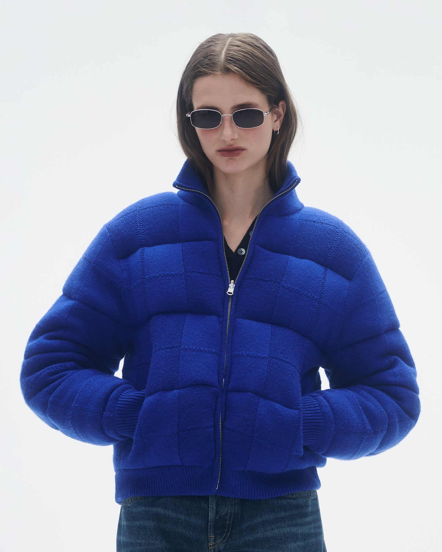 Quilted Puffer Jacket - Cobalt